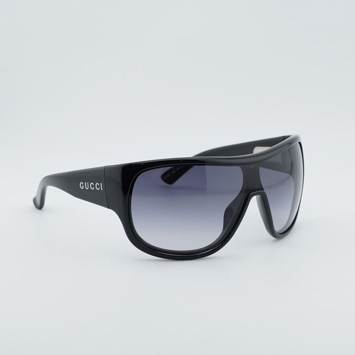 Gucci Gucci GG2168S 008 Sunglasses Shiny Black Shield Frame, Grey Size ONE SIZE - 4 Thumbnail