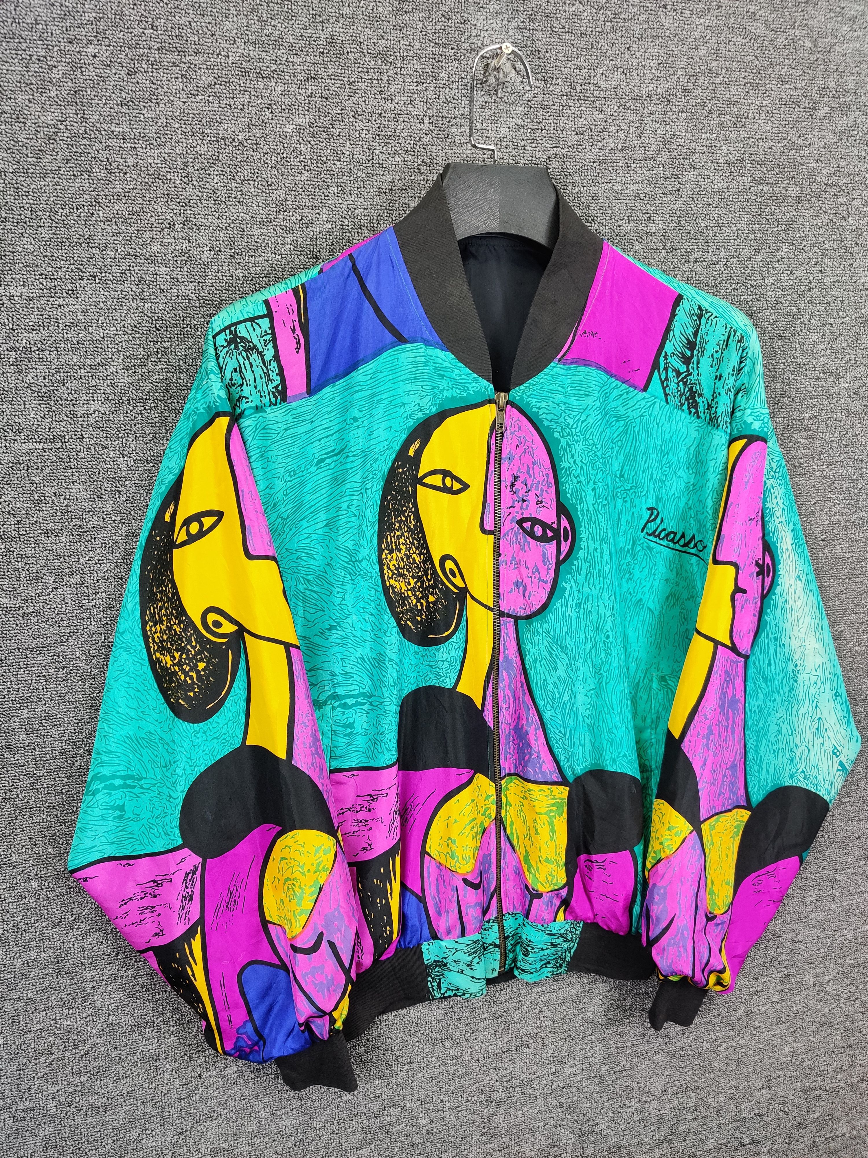 Vintage Vintage Picasso Silk Art Bomber Jacket Size US XL / EU 56 / 4 - 5 Thumbnail