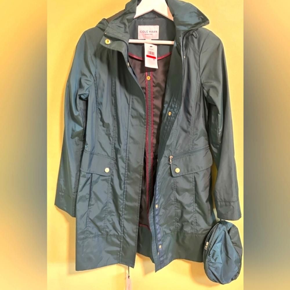 Cole Haan Cole Haan Signature Hooded Packable Rain Jacket Green Small Size S / US 4 / IT 40 - 1 Thumbnail