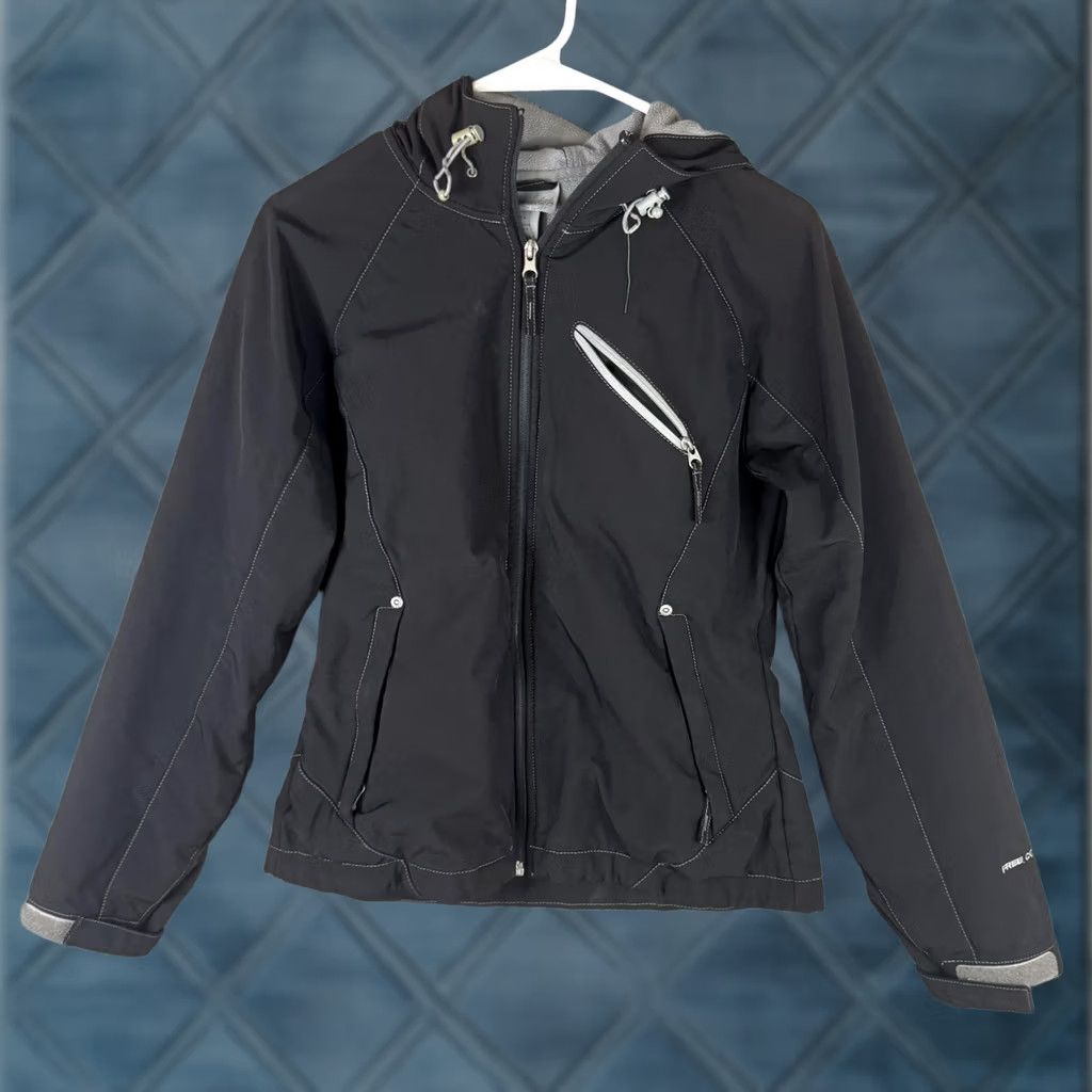 Free Country Free Country Womens Jacket Hooded Full Zip Softshell Lined Black Small Windbreaker Casual Everyday Size S / US 4 / IT 40 - 1 Thumbnail