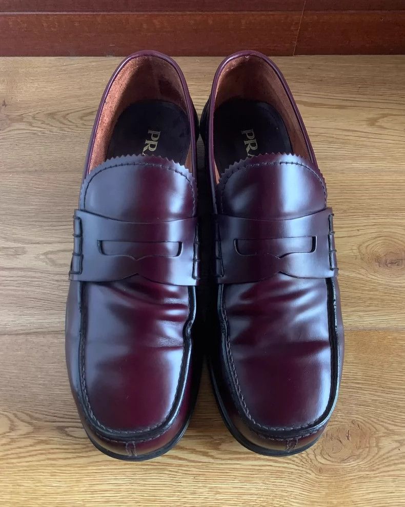 Prada Prada Wine Red Leather Loafers -2505 Size US 8.5 / EU 41-42 - 2 Thumbnail