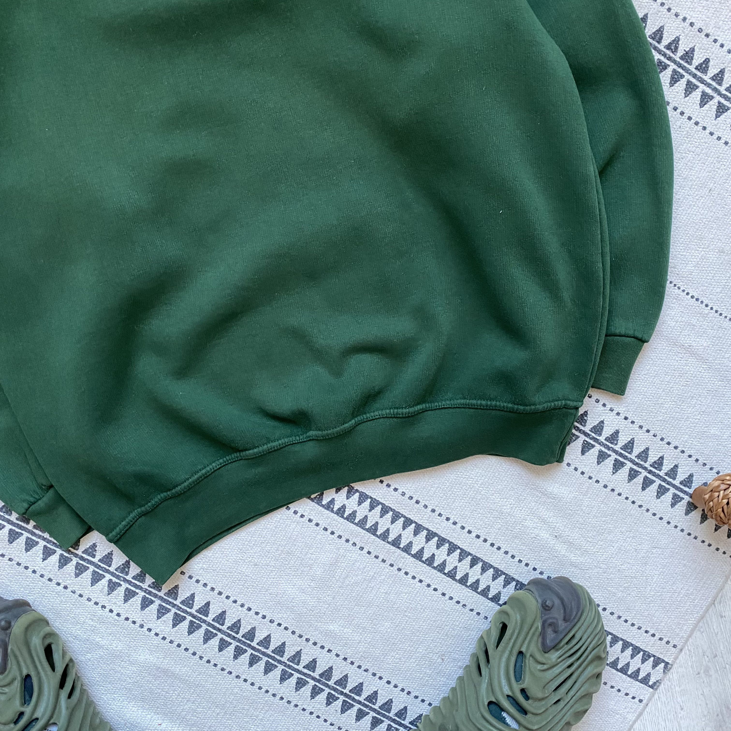 Hanes 🫑 Vintage 90s Blank Heavy Boxy sweatshirt green Y2K hoodie Size US M / EU 48-50 / 2 - 3 Thumbnail