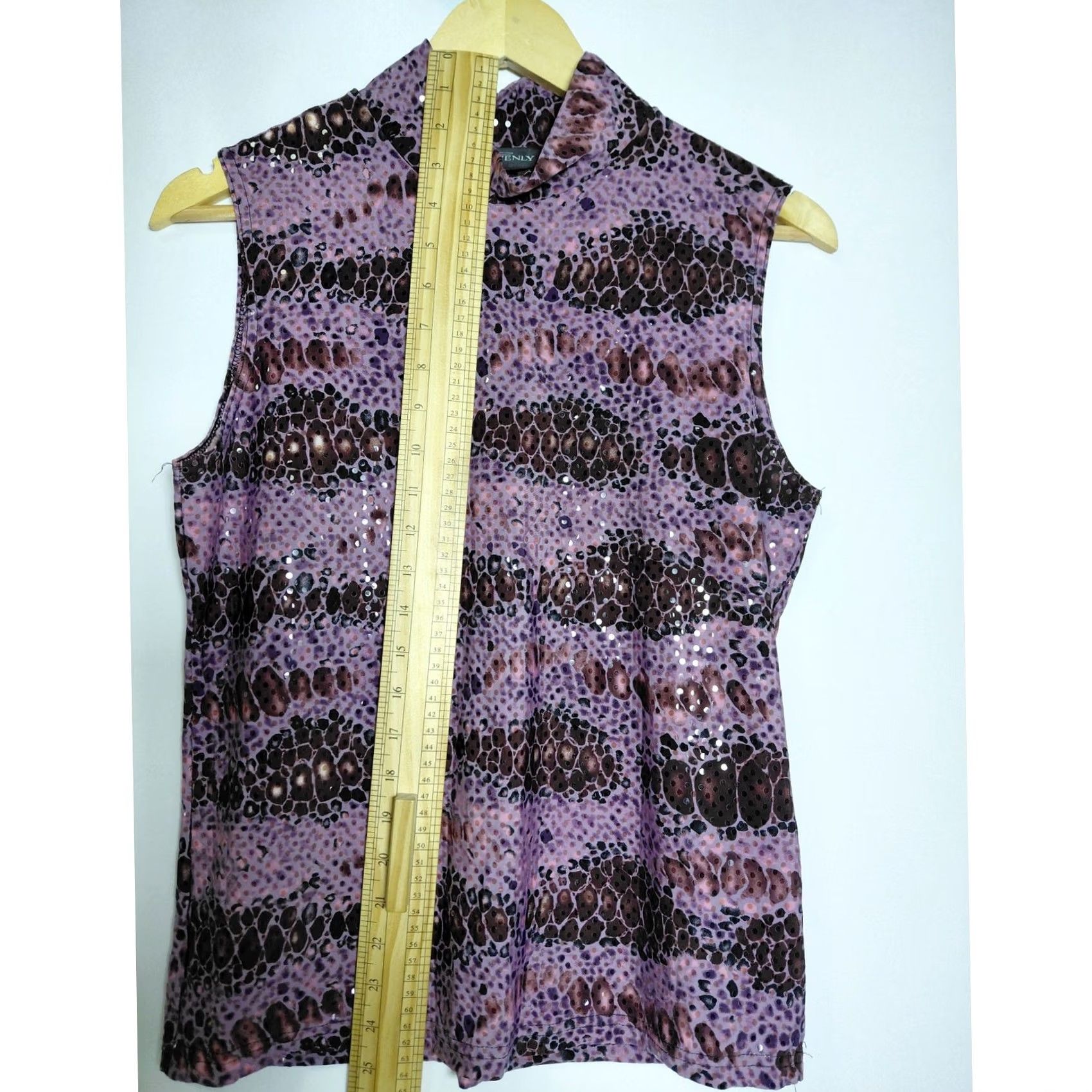 Vintage Heavenly Purple Graphic Print Knit Sleeveless Top M Women United States Made in USA Size M / US 6-8 / IT 42-44 - 6 Thumbnail