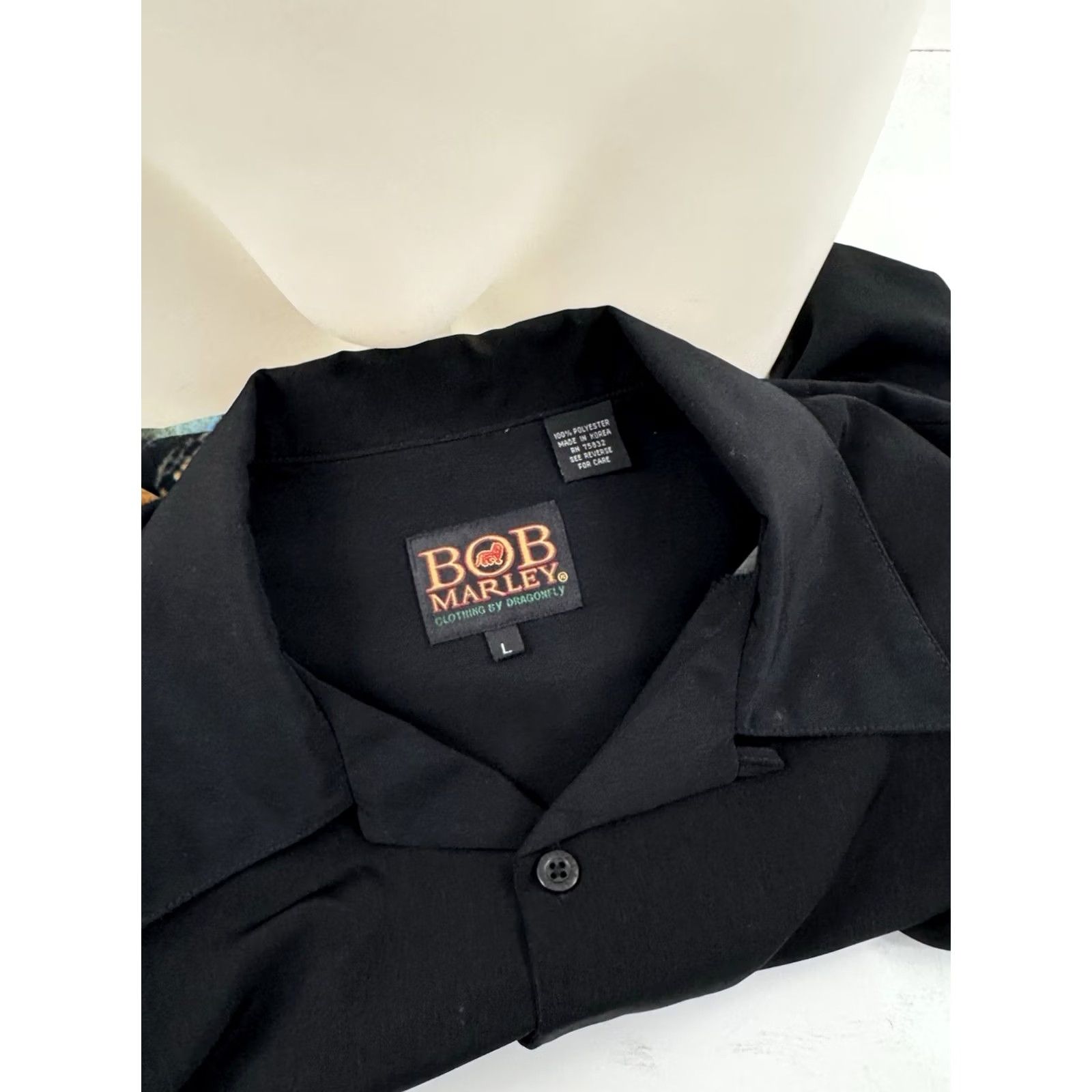 Vintage BOB MARLEY DRAGONFLY Mens L Shirt Black Short Sleeve Collared Button-Up Size US L / EU 52-54 / 3 - 4 Thumbnail