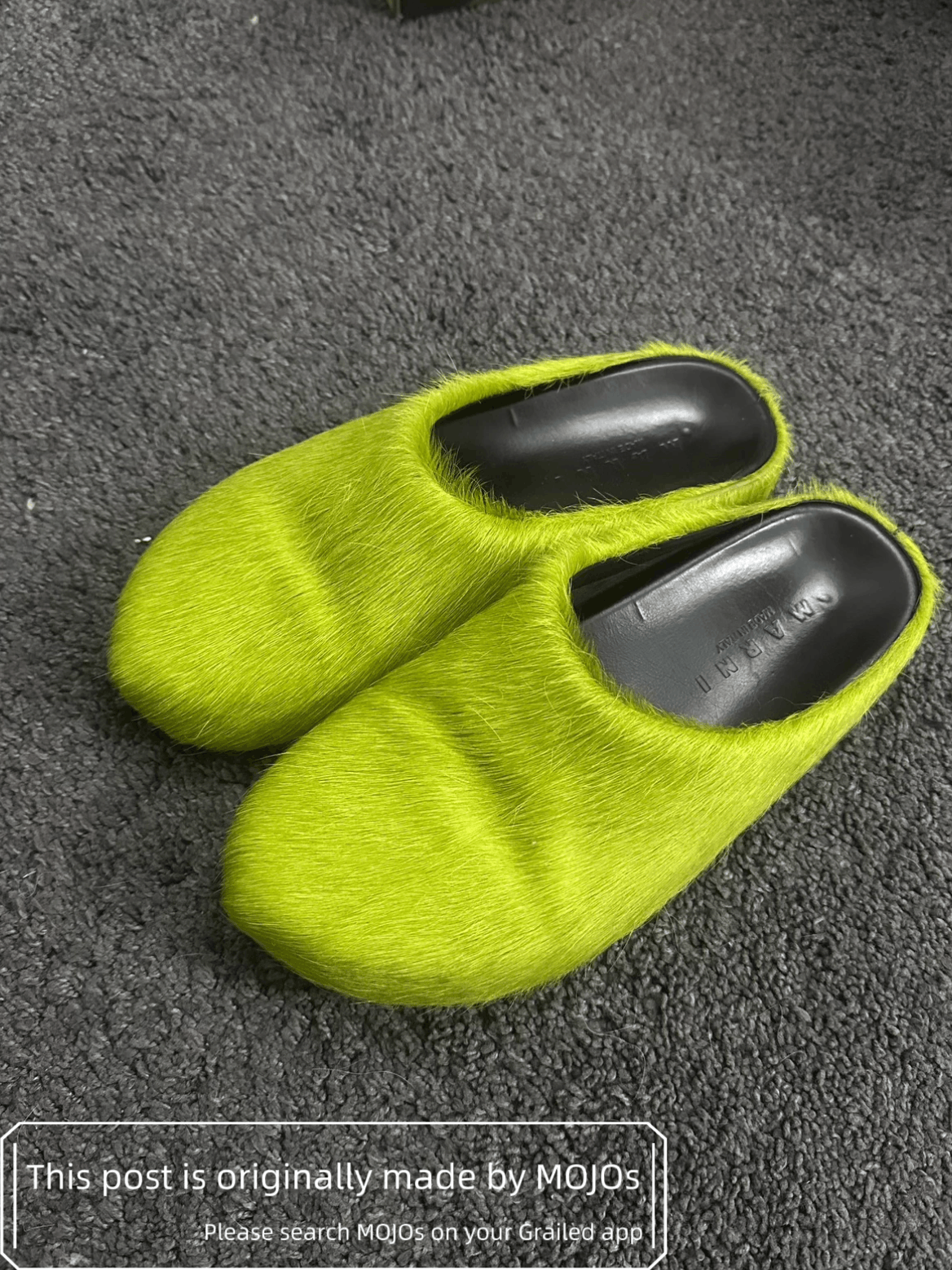 Sz 42 Marni Green Fur Slide mojos113317