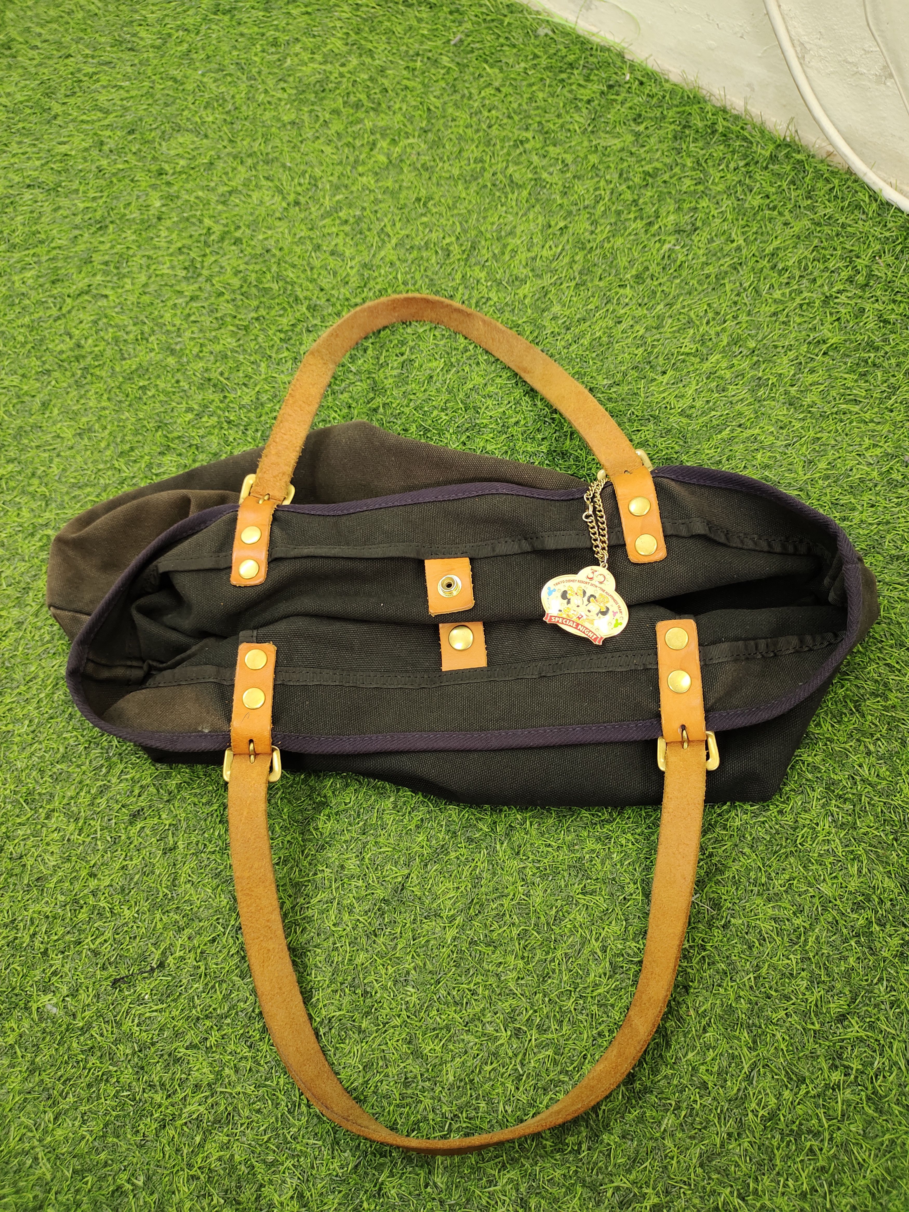 Hysteric Glamour Vintage Ship Blue Japan Faded Canvas Mix Leather Tote Bag Size ONE SIZE - 18 Thumbnail