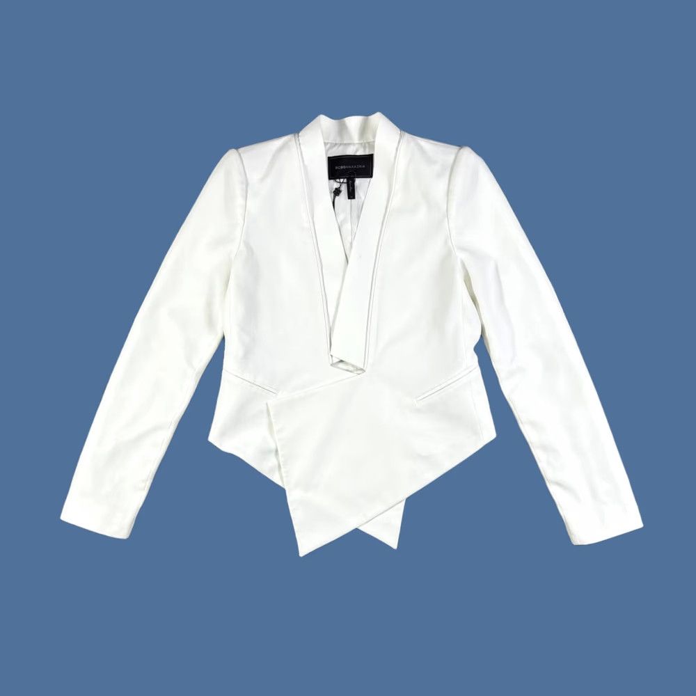 Bcbgmaxazria BCBGMAXAZRIA Blazer Women XS White Asymmetrical Open Front Lloyd Basic Jacket Size XS / US 0-2 / IT 36-38 - 1 Thumbnail