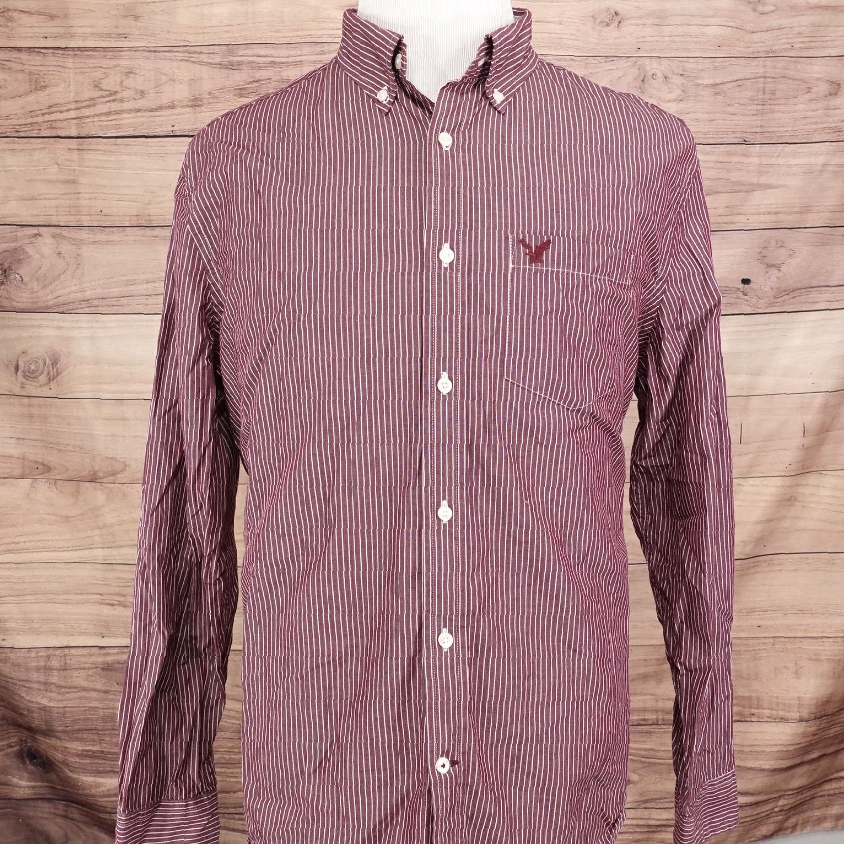 American Eagle Outfitters American Eagle Outfitters Classic Fit Button-Down Shirt Men XL Red Striped Cotton Casual‍ Size US XL / EU 56 / 4 - 3 Thumbnail