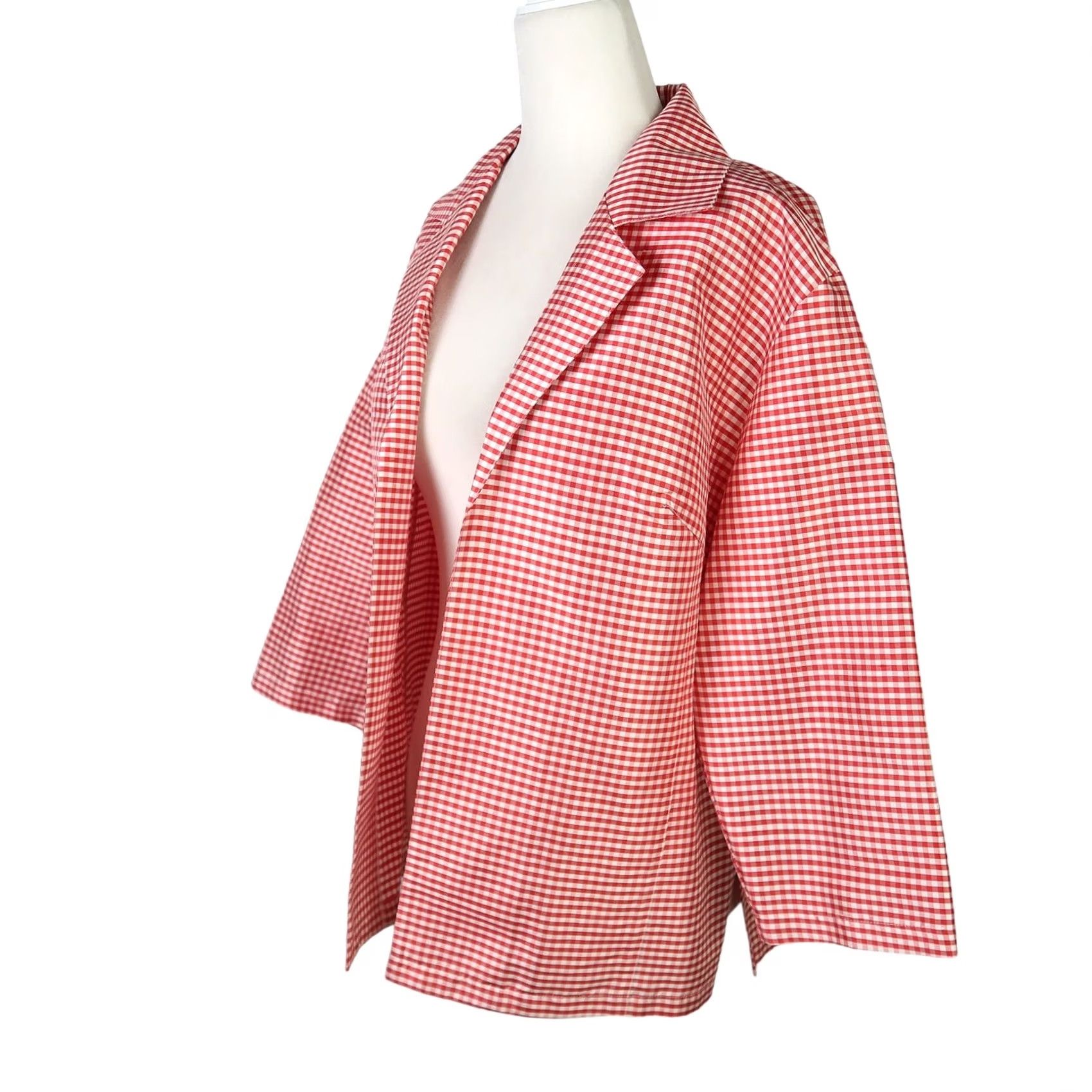 Vintage Patchington jacket shirt M red white gingham silk open Womens Size M / US 6-8 / IT 42-44 - 3 Thumbnail