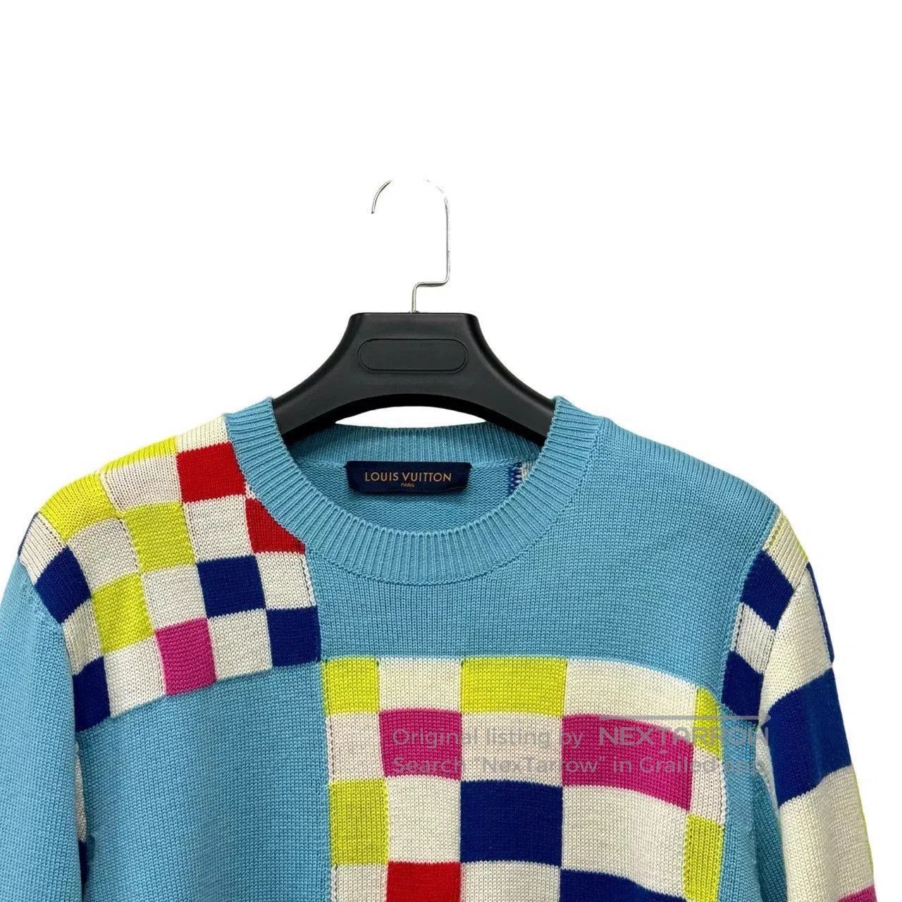Louis Vuitton Louis Vuitton LV Blue Check Logo Knit Sweater. Size US M / EU 48-50 / 2 - 3 Thumbnail