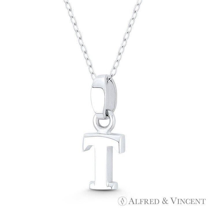 Other Initial Letter "T" Charm 3D Pendant in .925 Sterling Silver Size ONE SIZE - 1 Preview