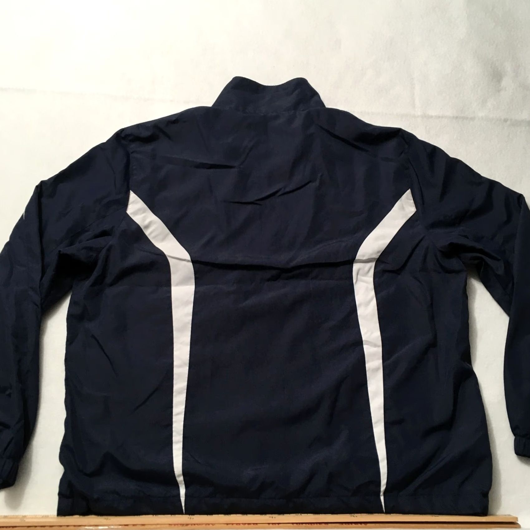 Vintage Navy blue Mens Sport-Tek Jacket Windbreaker Logo Stripe Hoodie Shirt? Size US L / EU 52-54 / 3 - 8 Thumbnail
