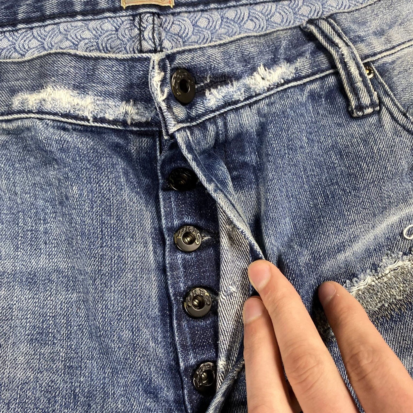 Prps VINTAGE PRPS Distressed Patch Repair Straight Leg Jeans Men Size 40 Blue Denim 2013 Release Size US 40 / EU 56 - 5 Thumbnail