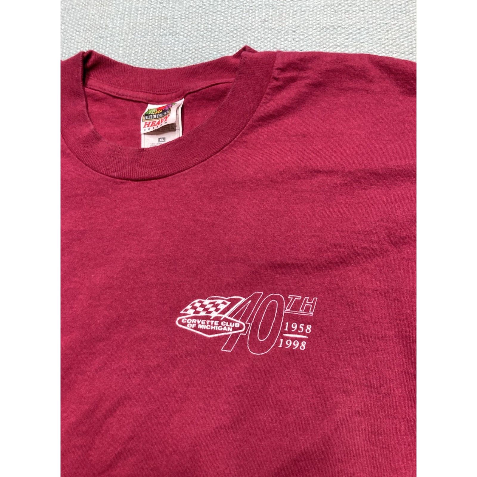 Vintage VINTAGE Corvette T-Shirt Michigan 90s 40th Anniversary 1998 XL Red Men's Mens XL 90s Corvette Club of Michigan Shirt Size US XL / EU 56 / 4 - 2 Thumbnail