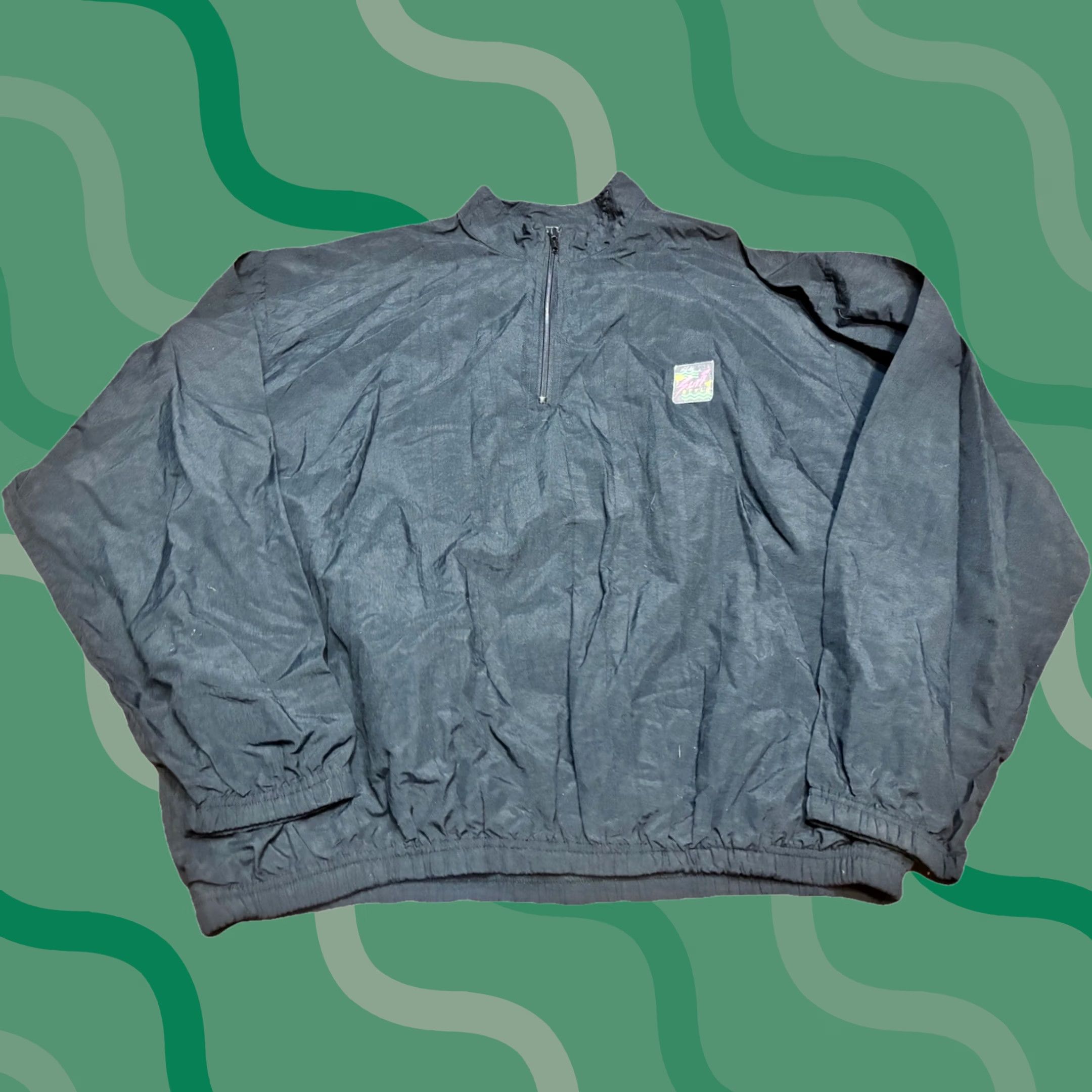 Vintage Vintage Surf Style Black Quarter Zip Windbreaker - Regular Size US M / EU 48-50 / 2 - 1 Thumbnail