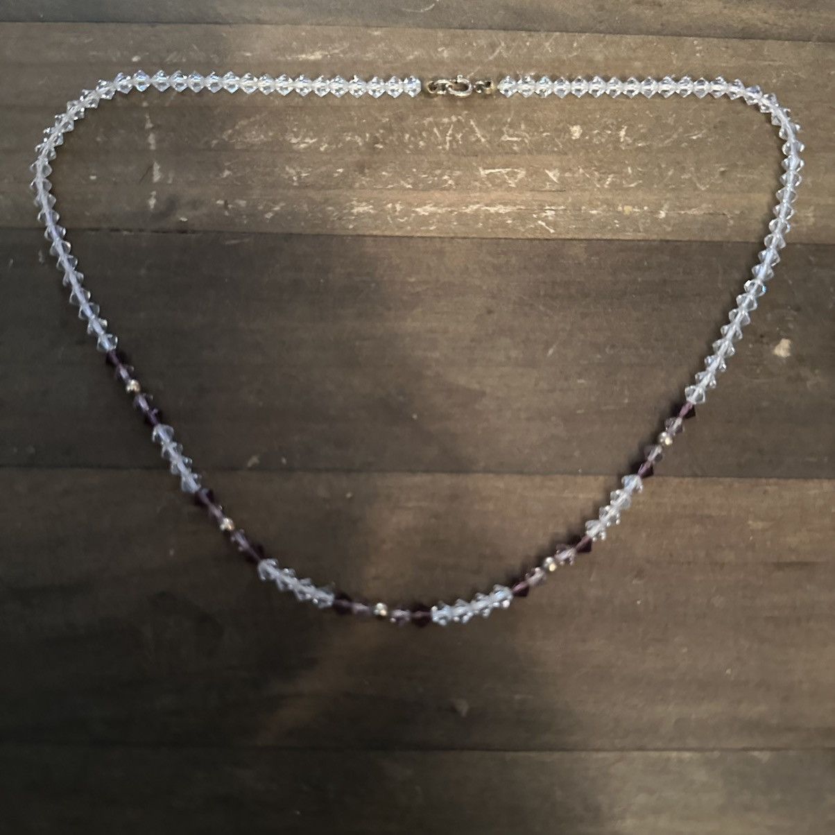 Vintage Vintage clear, pink and purple crystal bead necklace Size ONE SIZE - 2 Thumbnail