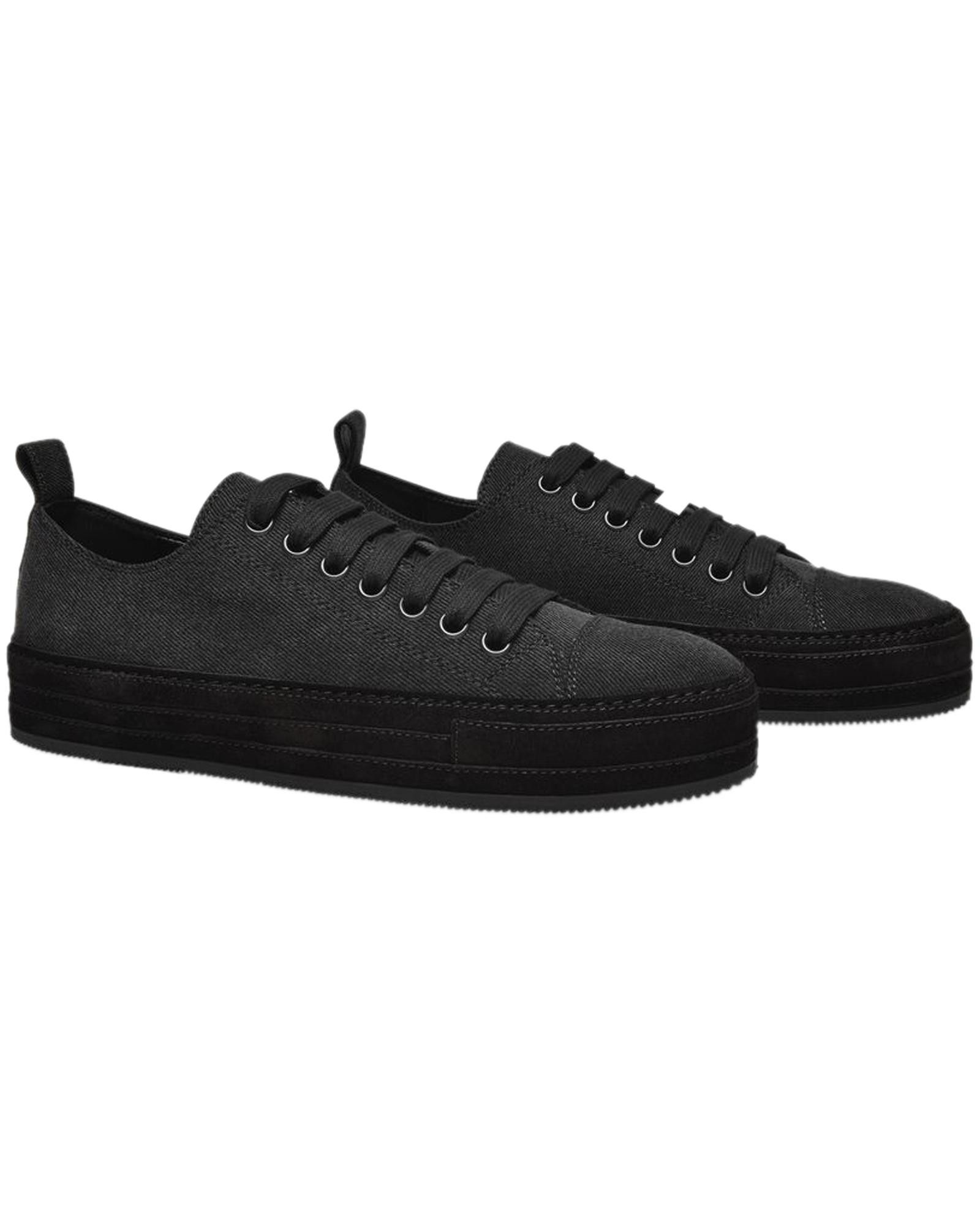 image of Ann Demeulemeester Grey Leather Lace-Up Sneakers With Round Toe, Men's (Size 10)
