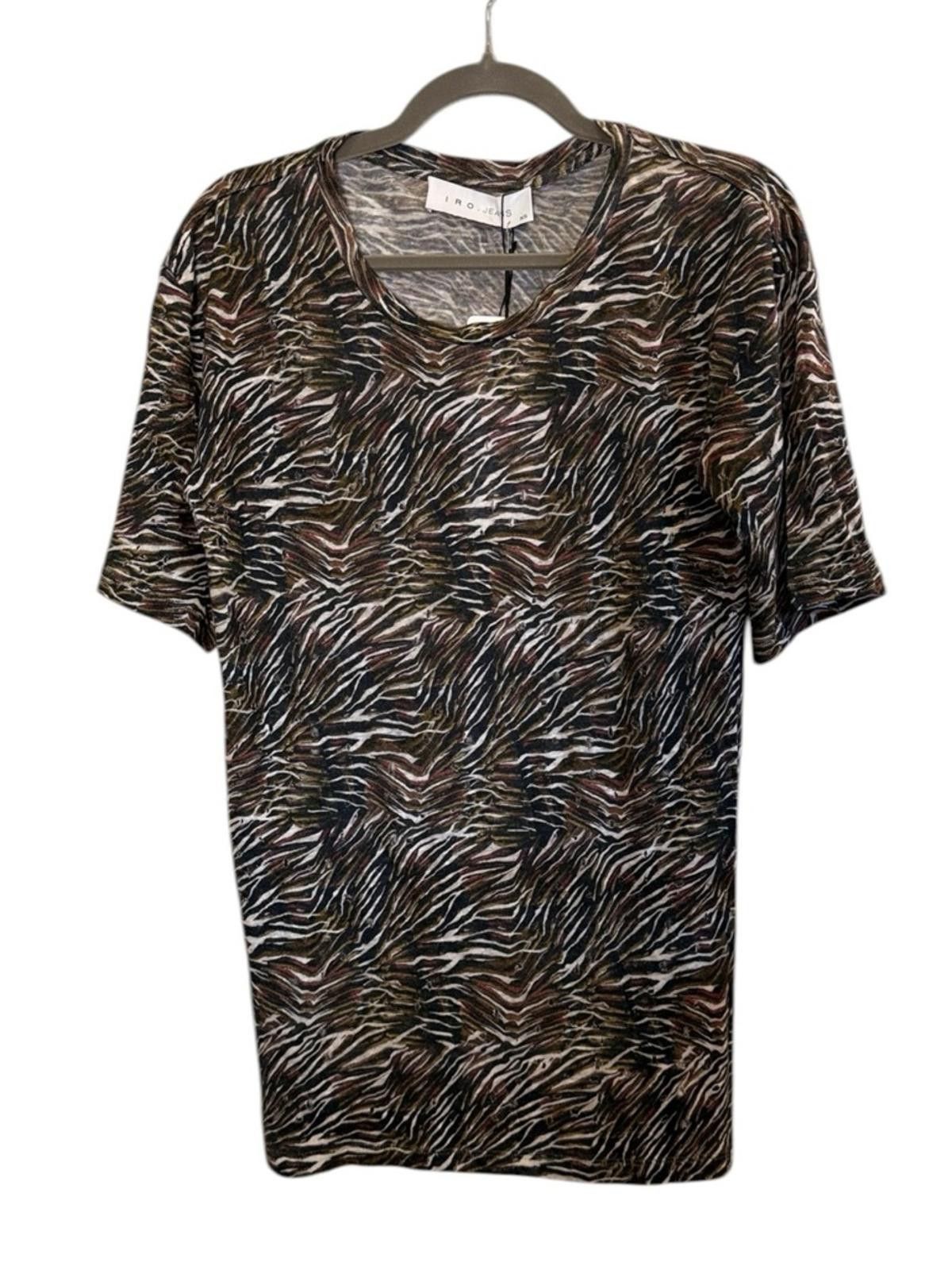Iro IRO Jeans Linen Distressed Animal Print Tee in Shay sz XS Size XS / US 0-2 / IT 36-38 - 1 Thumbnail