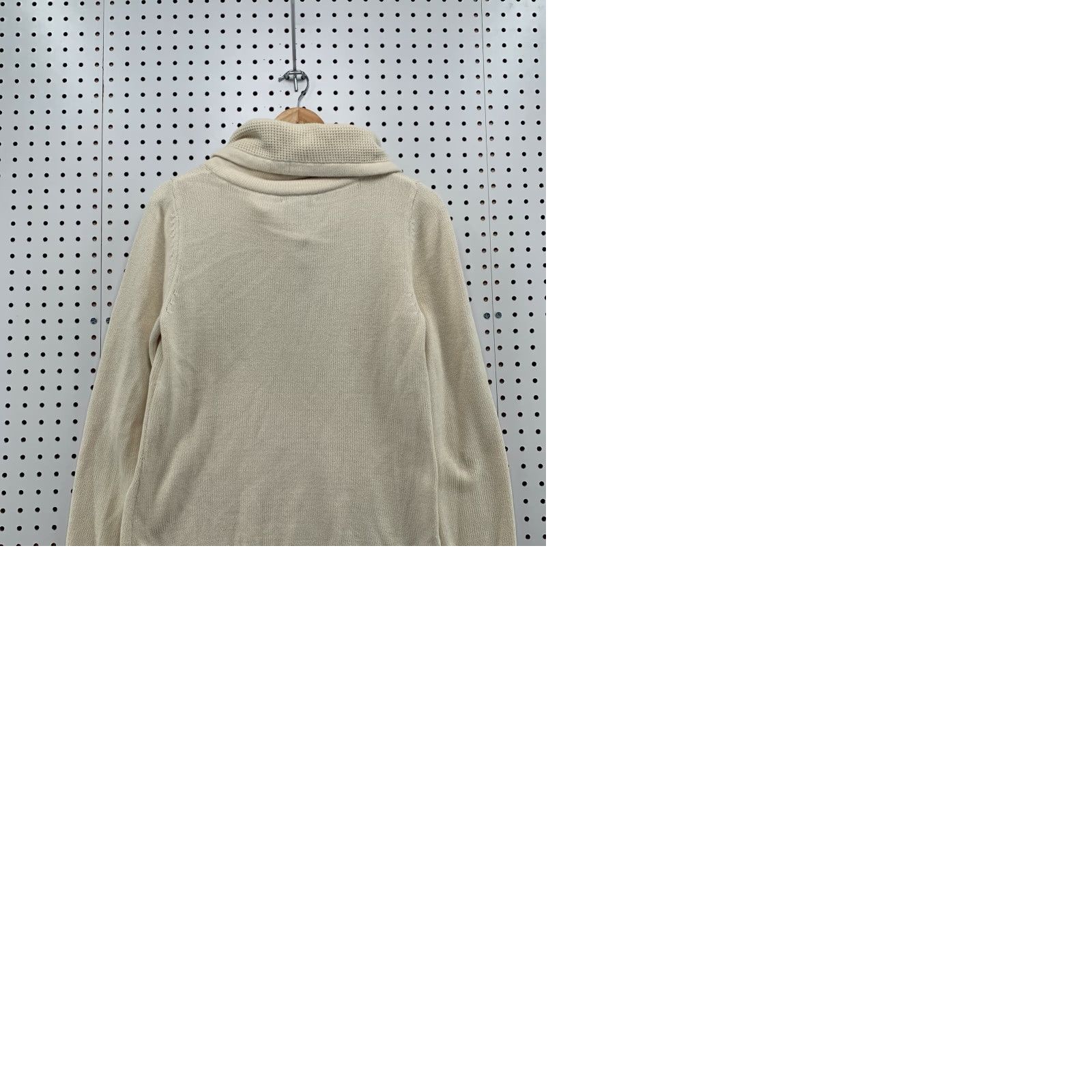 Ralph Lauren Lauren Ralph Lauren Women Knit Sweater Medium White Cowl 1/4 Zip Button Pullover Size M / US 6-8 / IT 42-44 - 9 Thumbnail