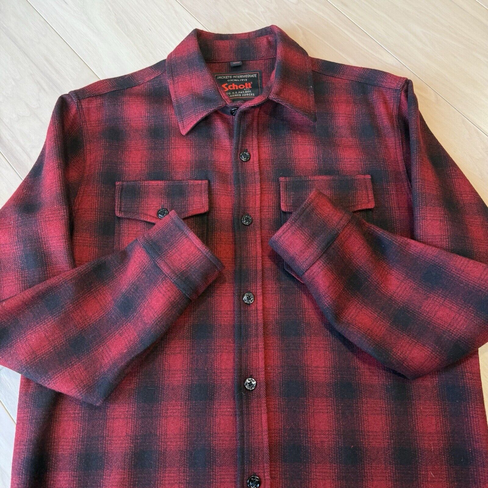 Schott Schott NYC Timber Wool Shirt Medium Red Black Buffalo Plaid Size US M / EU 48-50 / 2 - 4 Thumbnail