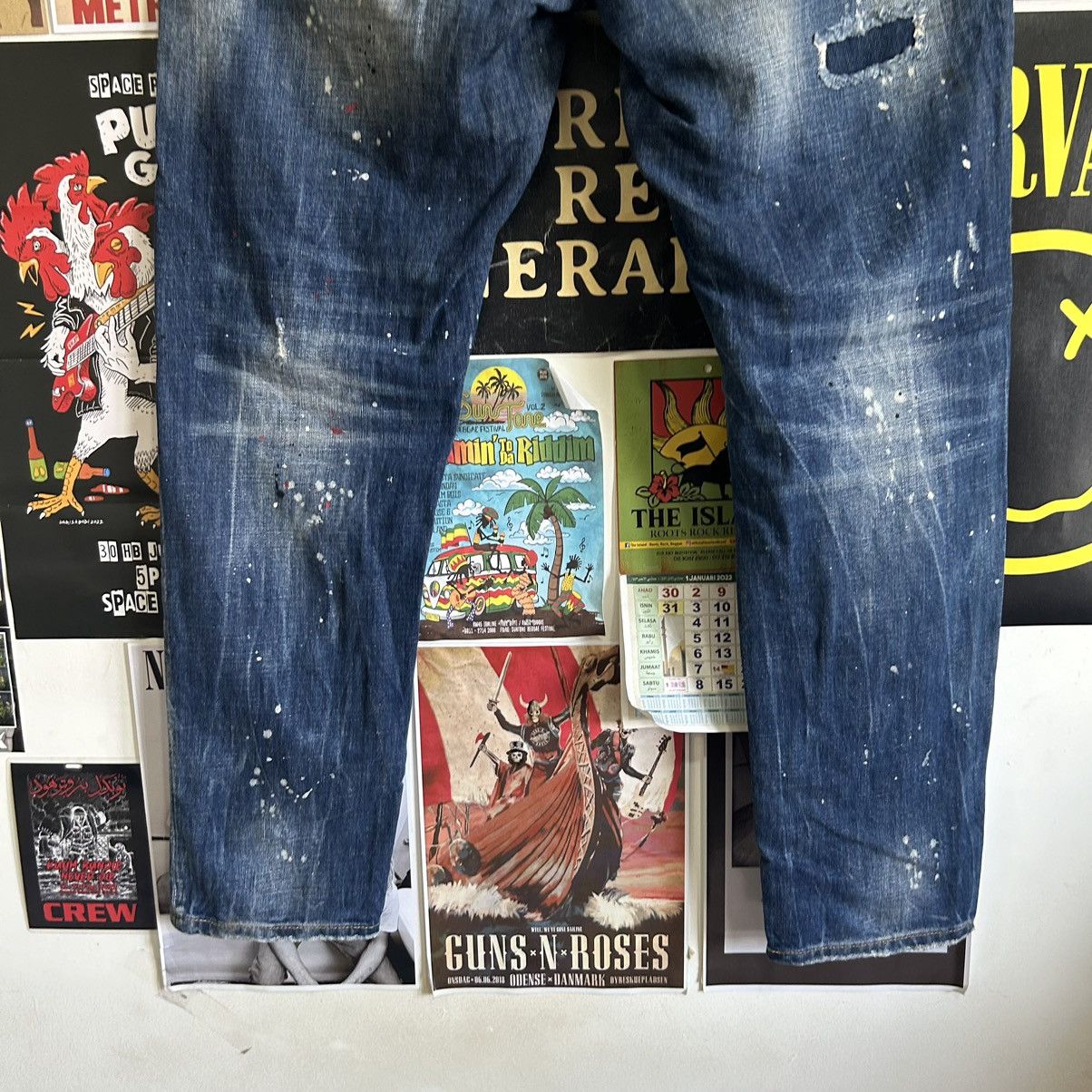 Dsquared2 Vintage Dsquared2 Paint Splash Patches Distressed Denim Size US 37 - 15 Thumbnail