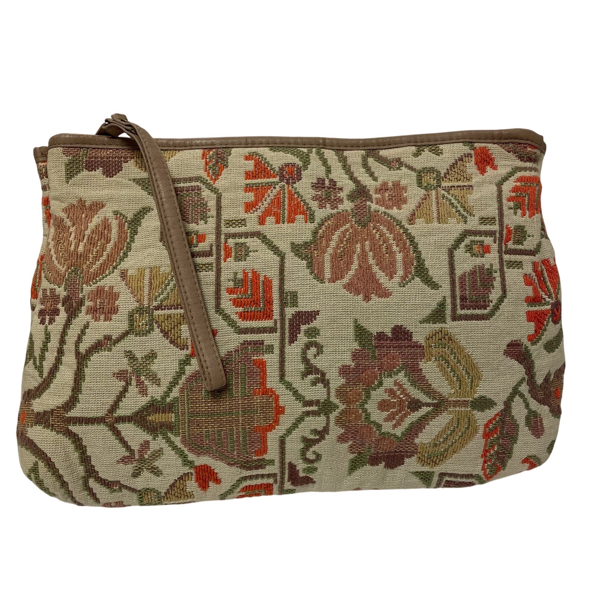 Other Vtg MoD NEEDLEPOINT Clutch Orange HandBag FLORAL Purse Size ONE SIZE - 1 Thumbnail