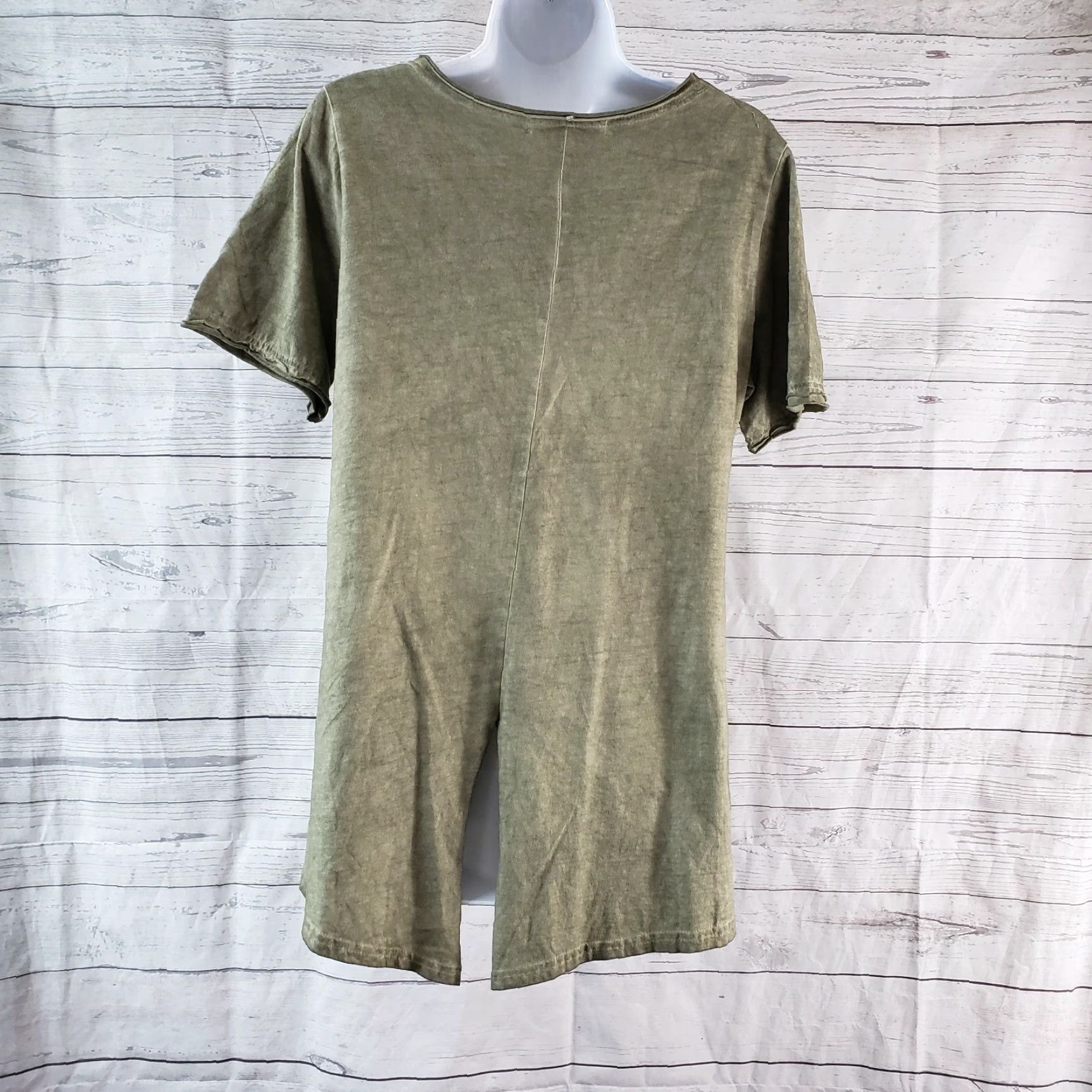 Vintage Pretty Angel Womens Top Size S Solid Green Short Sleeve Linen Blend Shirt Size S / US 4 / IT 40 - 4 Thumbnail