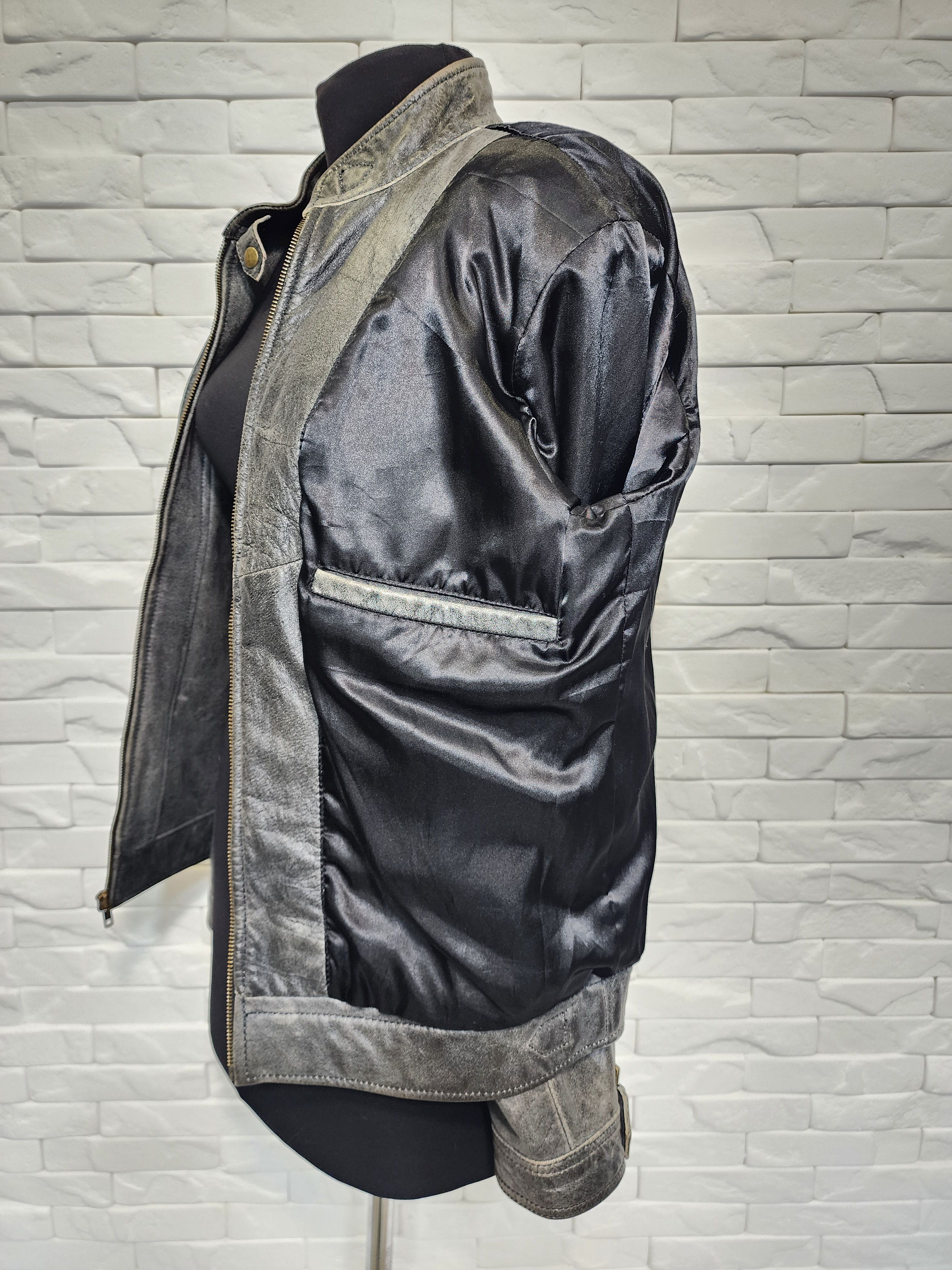 Genuine Leather Gray Leather Jacket: Men's Sporty Moto Style Size US M / EU 48-50 / 2 - 10 Thumbnail
