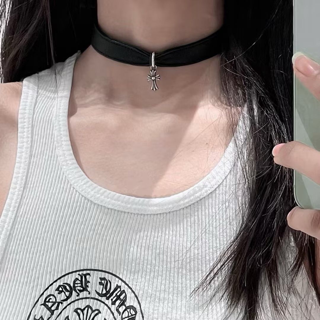 Chrome Hearts Chrome Hearts Silver Babyfat Leather Choker Size ONE SIZE - 7 Thumbnail