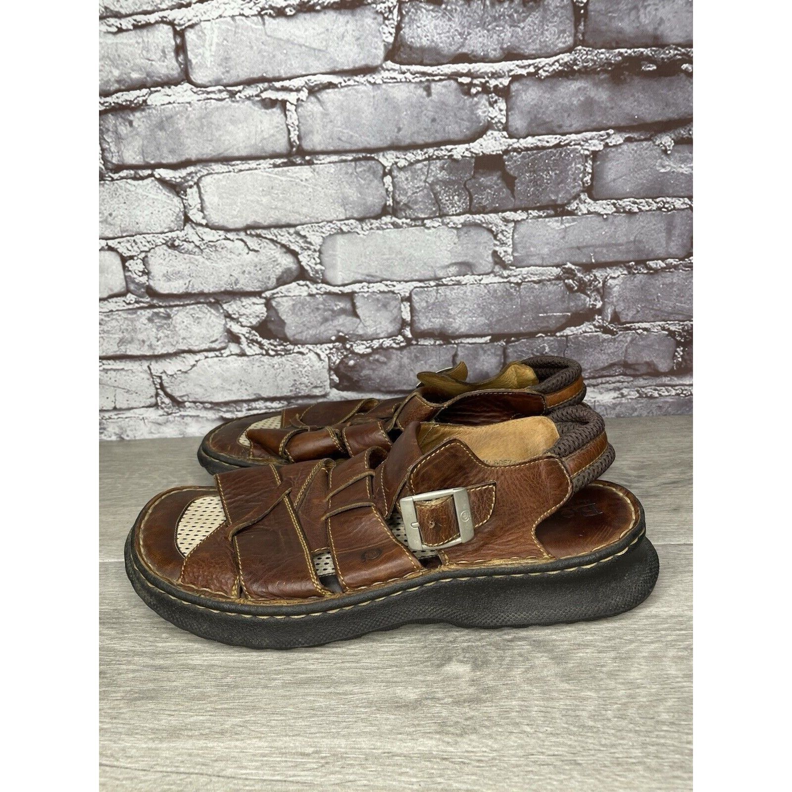 Born Born Brown Leather Fisherman Comfort Strap Casual Sandals Me Size US 12 / EU 45 - 16 Thumbnail