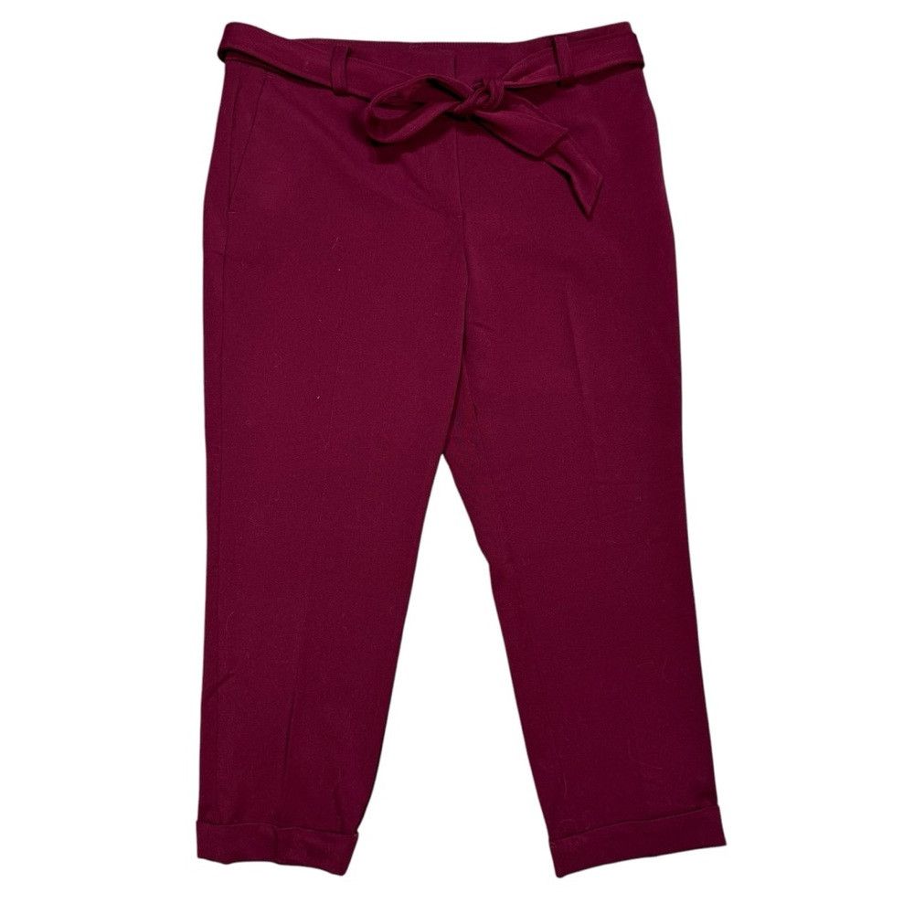 Loft NWT New $90 LOFT Devin Tie Waist Slim Maroon Pants Size 12 Size 34" / US 12 / IT 48 - 2 Thumbnail