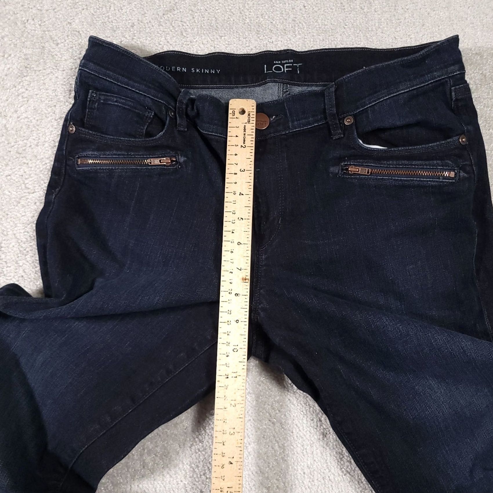 Loft LOFT Jeans Skinny Dark Wash Denim Stretch Raw Hem Mid-Rise Womens 30 Regular Blue 90s City Vintage No Size 30" / US 8 / IT 44 - 7 Thumbnail