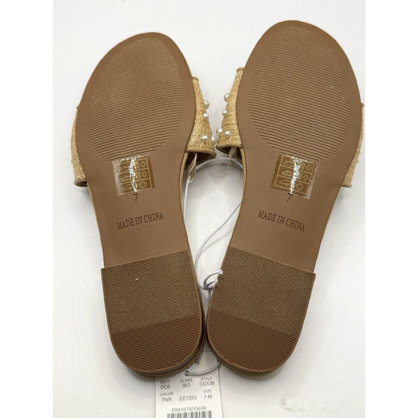 J.Crew VINTAGE J.Crew Factory Woven Pearl Slides Sandals Women Slip On Flat Natural Tan Size 7 Brown Slide Nature Theme Size US 7 / IT 37 - 5 Thumbnail