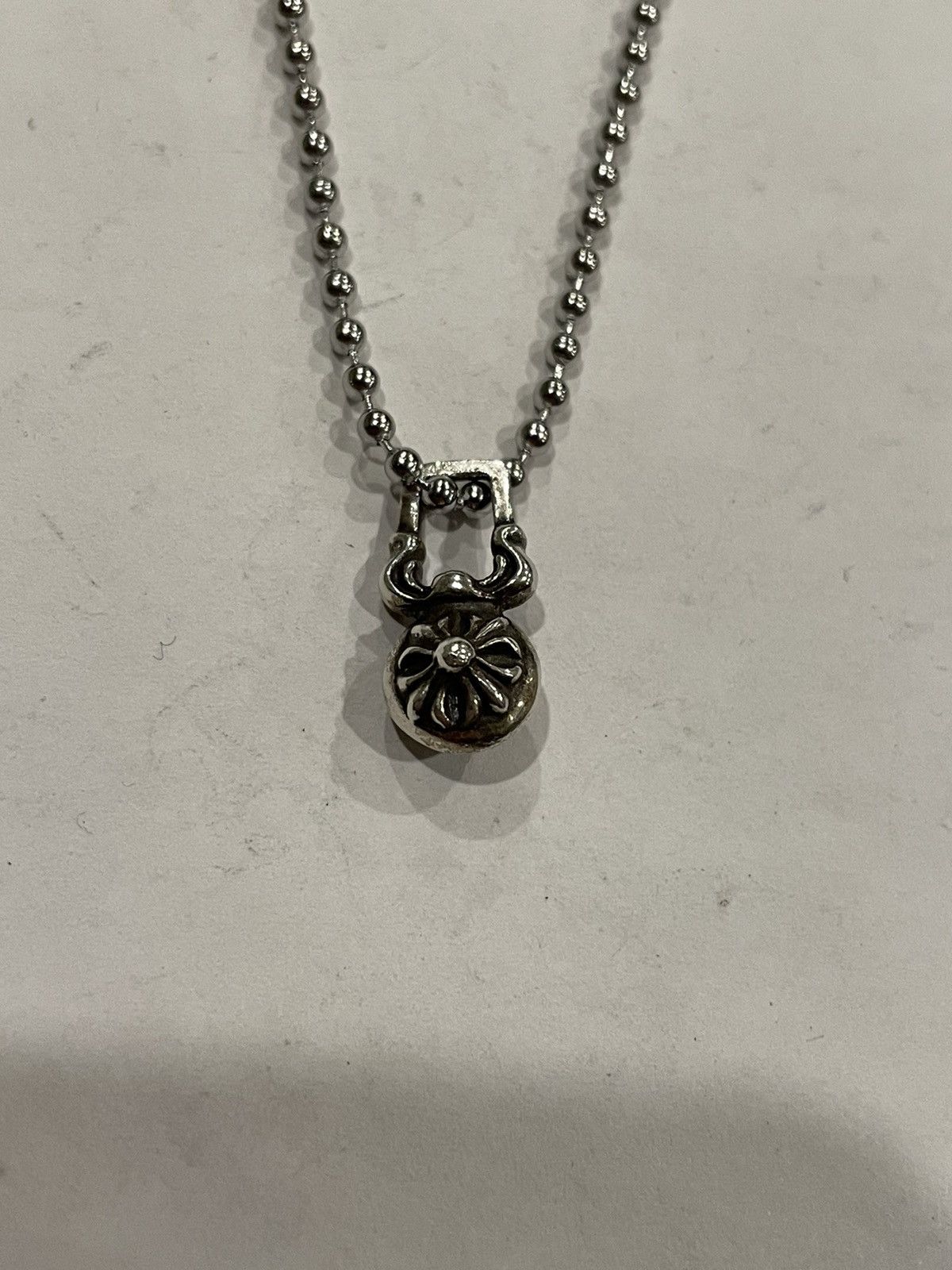 Chrome Hearts RARE Chrome Hearts Cross Ball Pendant Silver Chain 