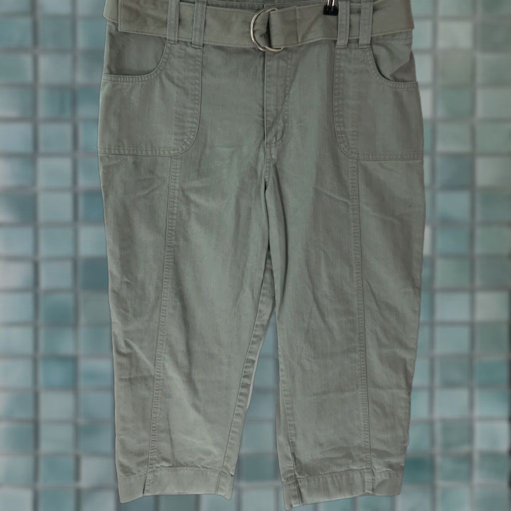 Vintage WOMENS Capri Pants Beige Flat Front Stretch Regular 34in Waist 22in Inseam Cotton Blend Belt Loops 9in Leg Opening Casual Women’s Size 34 Capri Pants Size 24" / US 00 / IT 34 - 1 Thumbnail