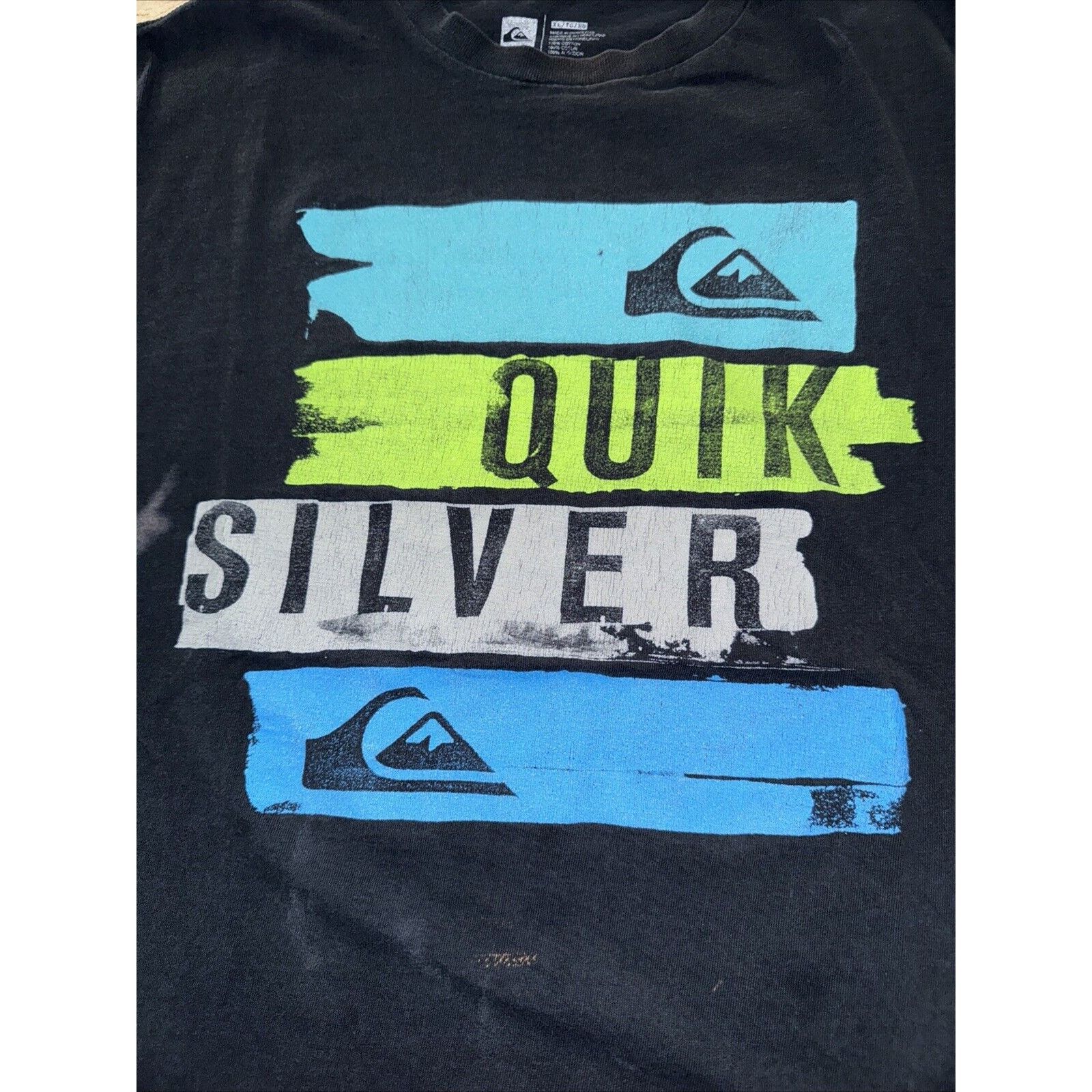 Designer × Quiksilver × Vintage Quicksilver T-Shirt Black XL 22x27 Distressed Y2K Surf Size US XL / EU 56 / 4 - 2 Thumbnail