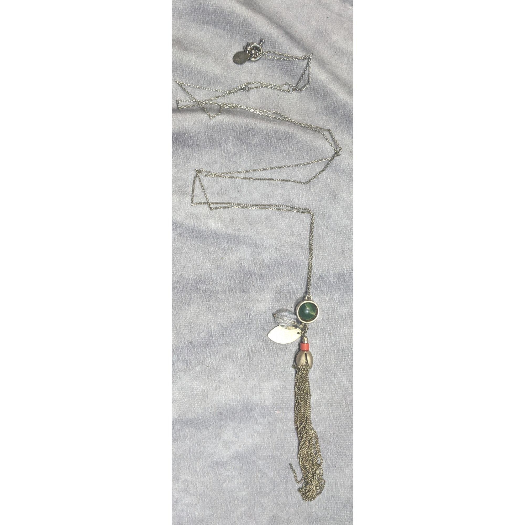 Loft Ann Taylor Loft Floral Green And Gold Tone Tassel Necklace Size ONE SIZE - 7 Thumbnail