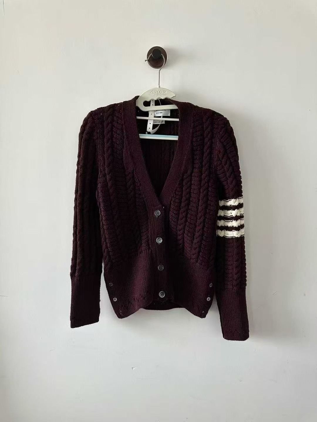 Thom Browne Thom Browne Burgundy Wool Cardigan Size S / US 4 / IT 40 - 1 Thumbnail
