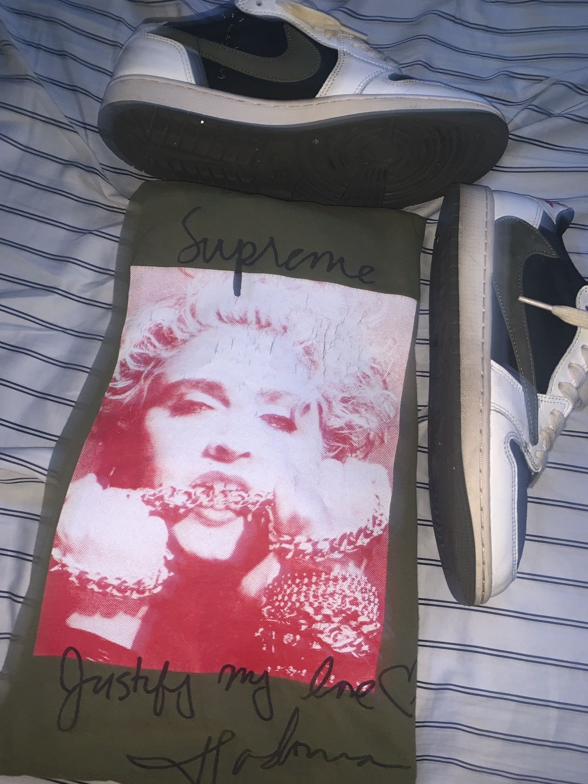 Supreme Large Olive Green Madonna x Supreme Tee SS18 | Grailed