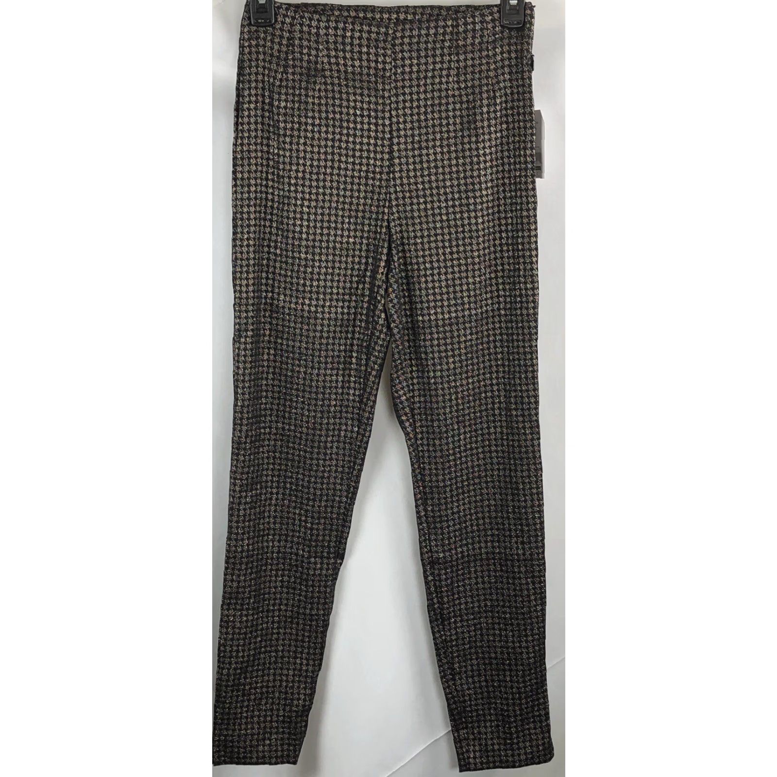 Vintage NWT Time & Tru Millennium Skinny Pants 2 Black Bronze Metallic HighRise 23"W Slit Club Metal Womens Pants 27In Inseam Slim 2"} Size 26" / US 2 / IT 38 - 5 Thumbnail