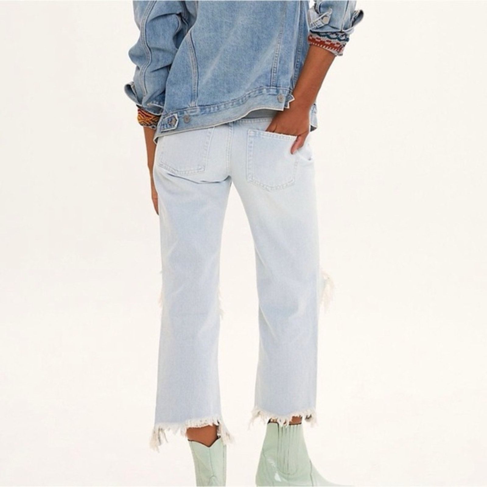 Free People Free People We The Free Maggie Distress Crop Jeans Womens 24 Size 24" / US 00 / IT 34 - 2 Thumbnail