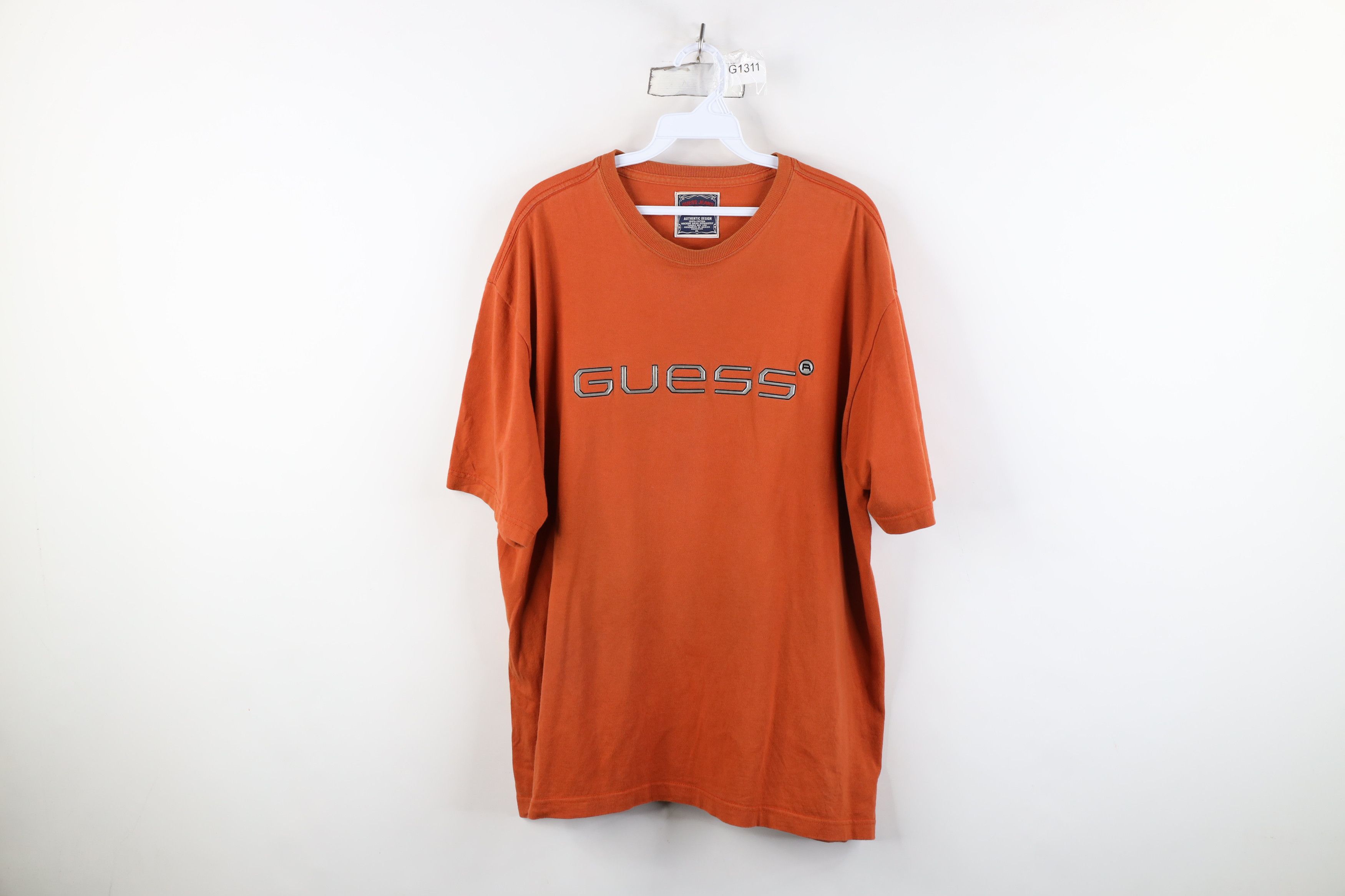 Guess Vintage 90s Y2K Guess Spell Out Short Sleeve T-Shirt Orange Size US XL / EU 56 / 4 - 1 Thumbnail