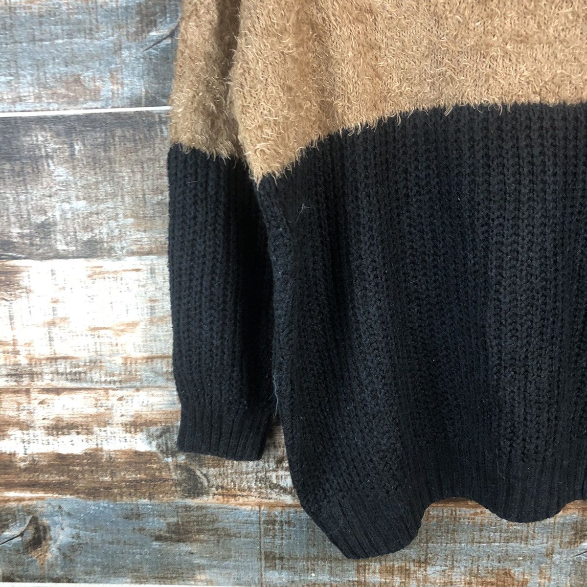 Japanese Brand DL Ingni Brown Black Mohair shaggy fur Knitwear #C401 Size M / US 6-8 / IT 42-44 - 7 Thumbnail