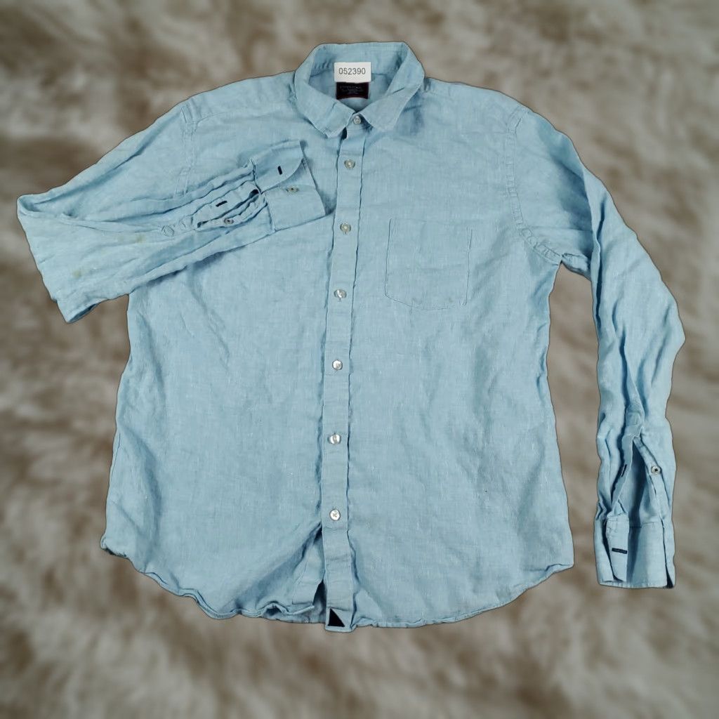 UNTUCKit UNTUCKit Casual Button-Up Shirt Mens XL Blue Linen Long Sleeve Regular Fit Size US XL / EU 56 / 4 - 1 Thumbnail