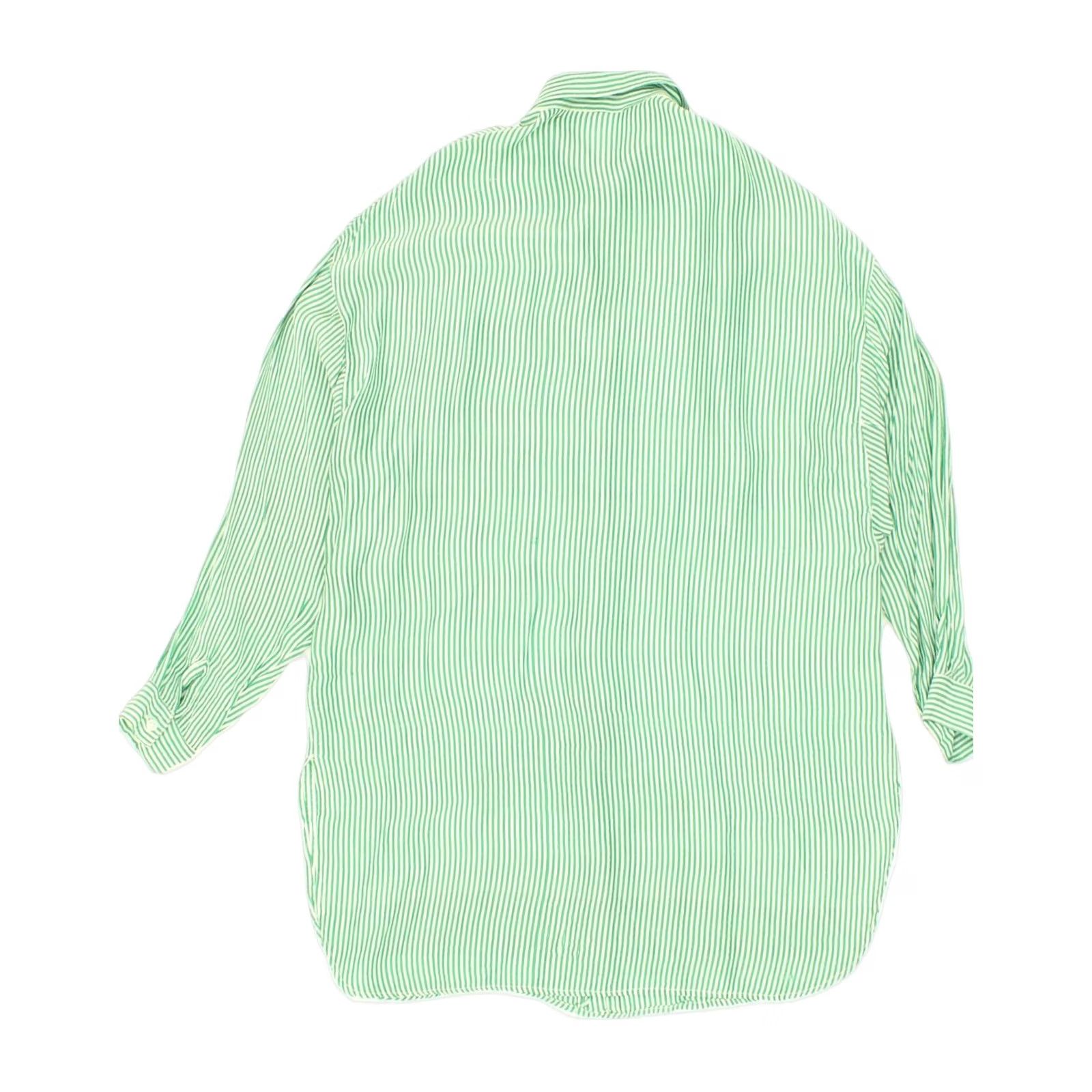 Vintage VINTAGE Womens Shirt UK 18 XL Green Striped Rayon Size XL / US 12-14 / IT 48-50 - 2 Thumbnail