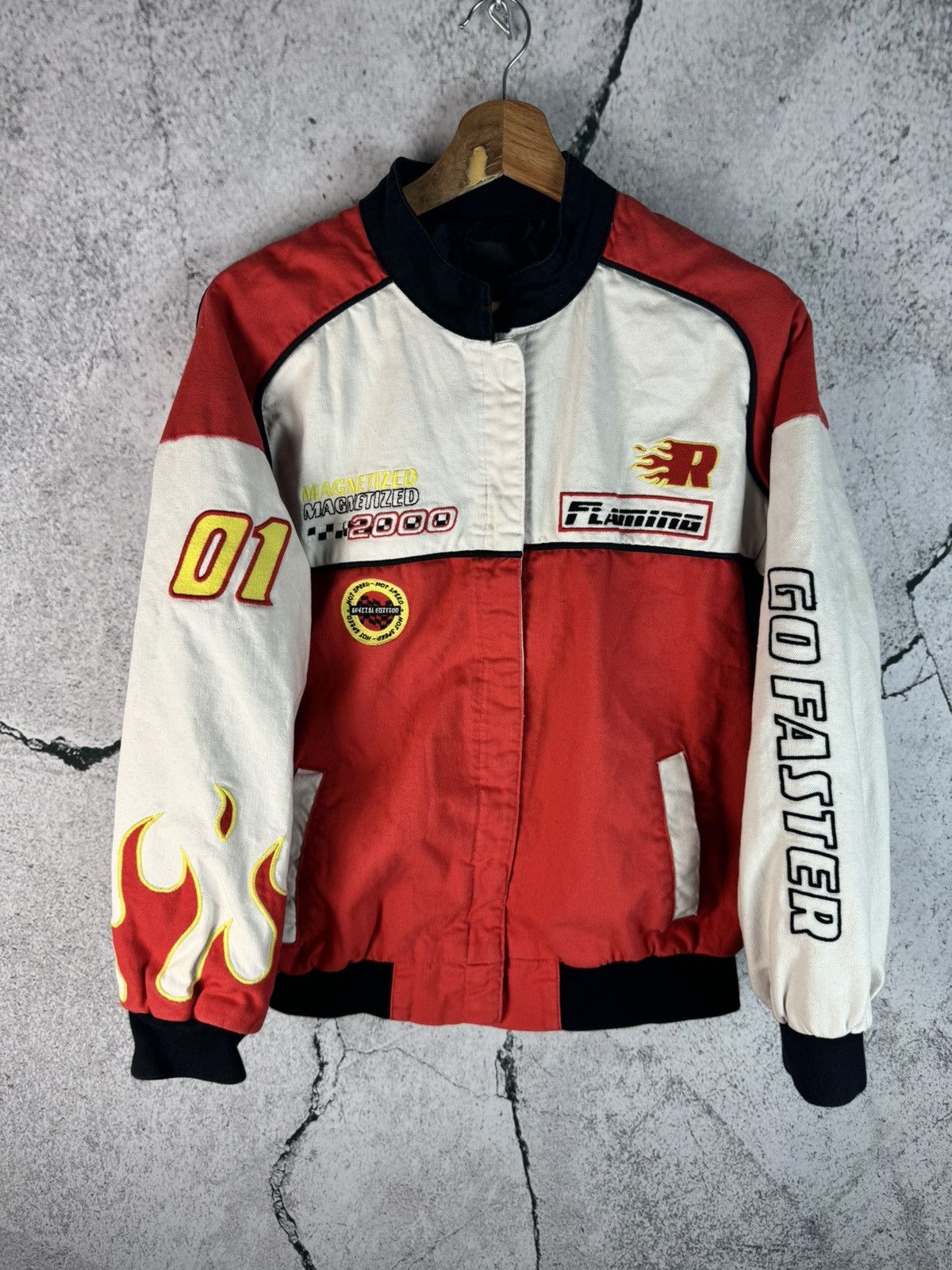 Vintage flames Racing Staff Nascar Jacket Size S / US 4 / IT 40 - 1 Thumbnail
