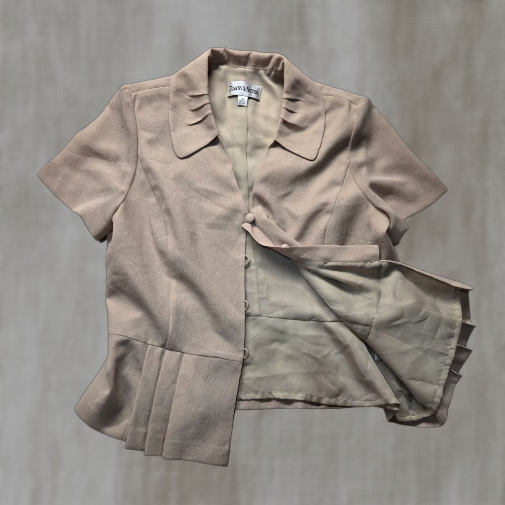 Vintage Danny & Nicole Jacket Women Adult 14 Beige Long Sleeve Button Front Lightweight 4-Button Blazer - 90s Style Mens Womens Size L / US 10 / IT 46 - 1 Thumbnail