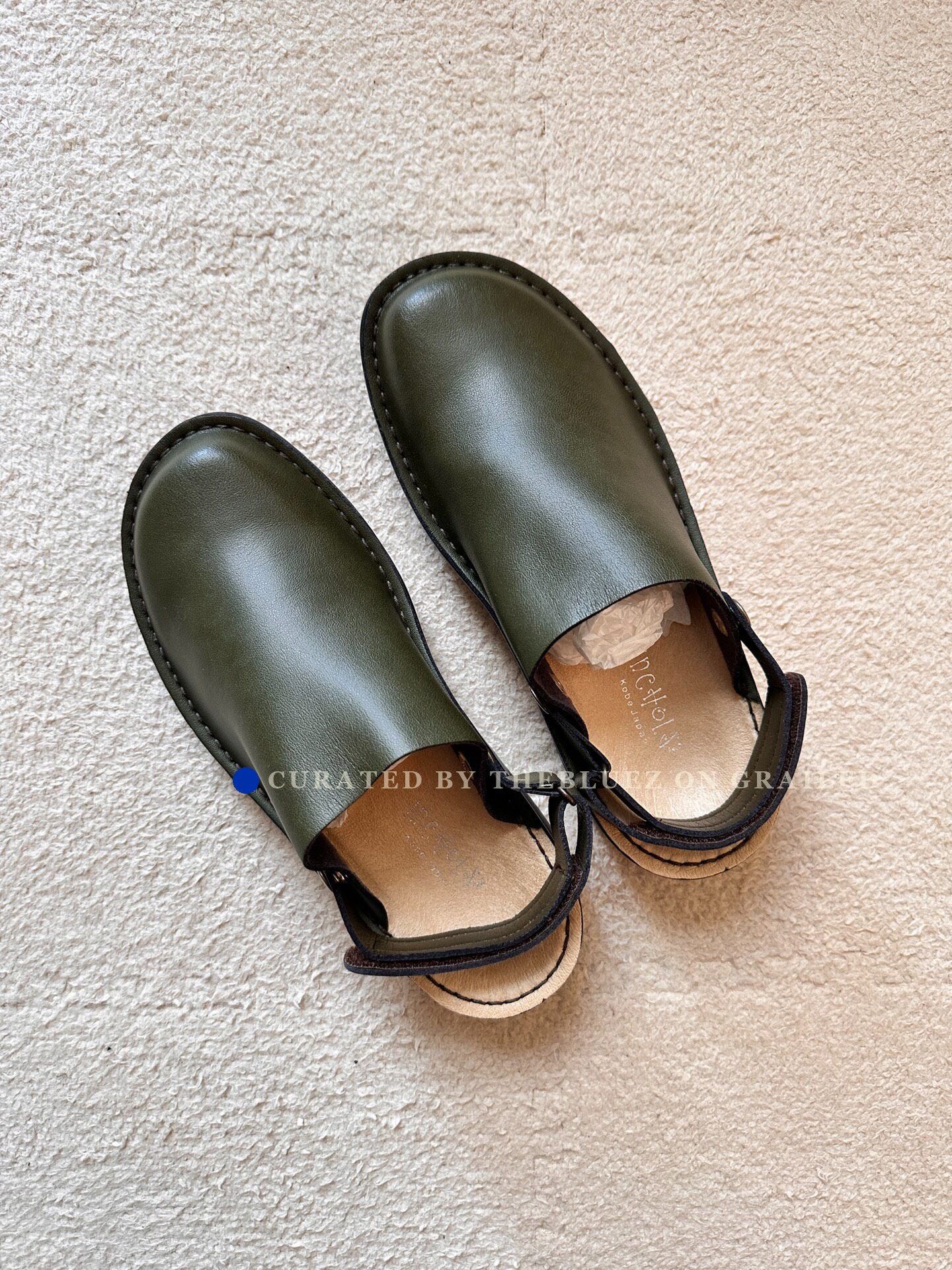 Other Kobe Japan Olive Green Leather Slippers Size US 5 / IT 35 - 1 Thumbnail