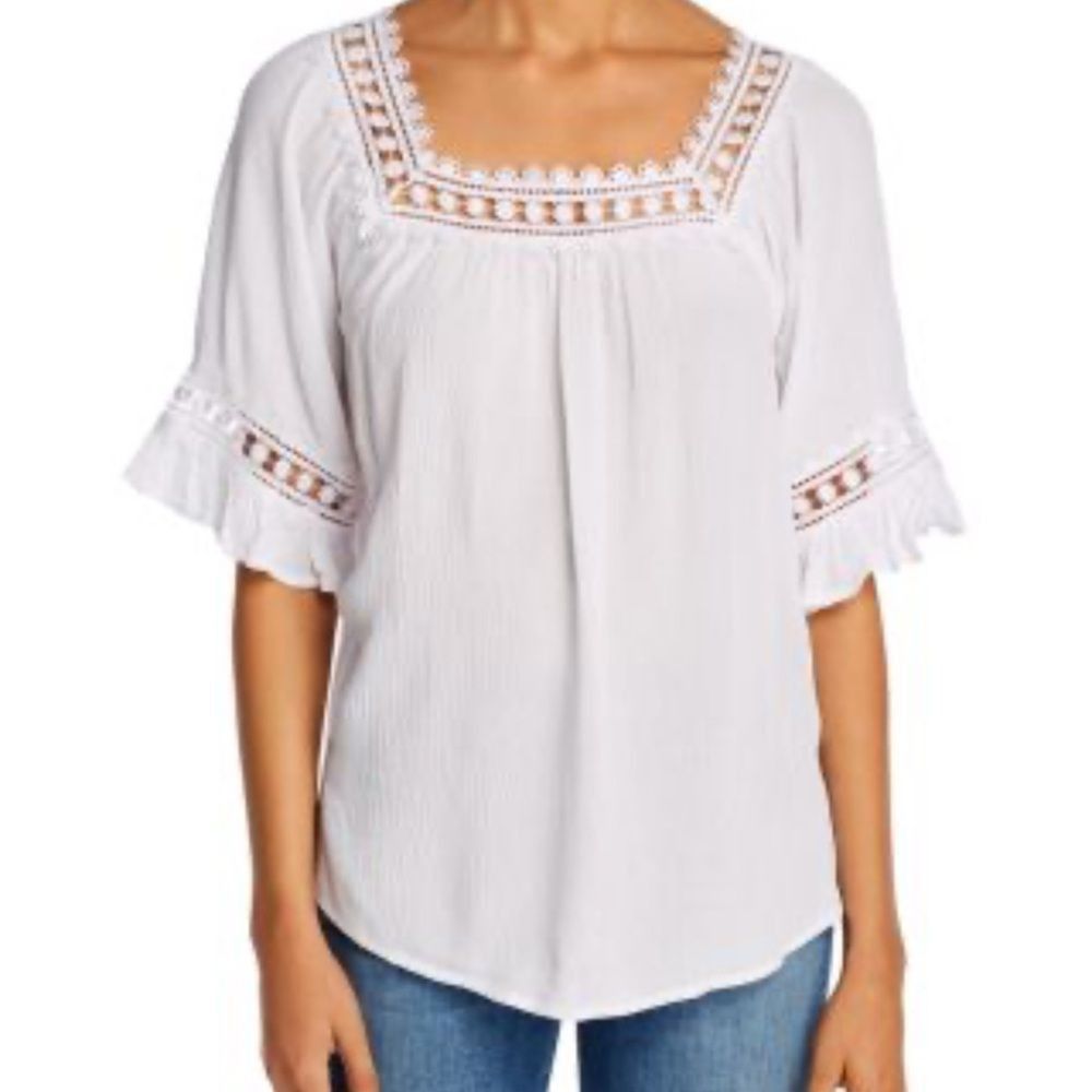 Other Cream Relaxed Blouse with Flutter Sleeves Size XL / US 12-14 / IT 48-50 - 1 Thumbnail