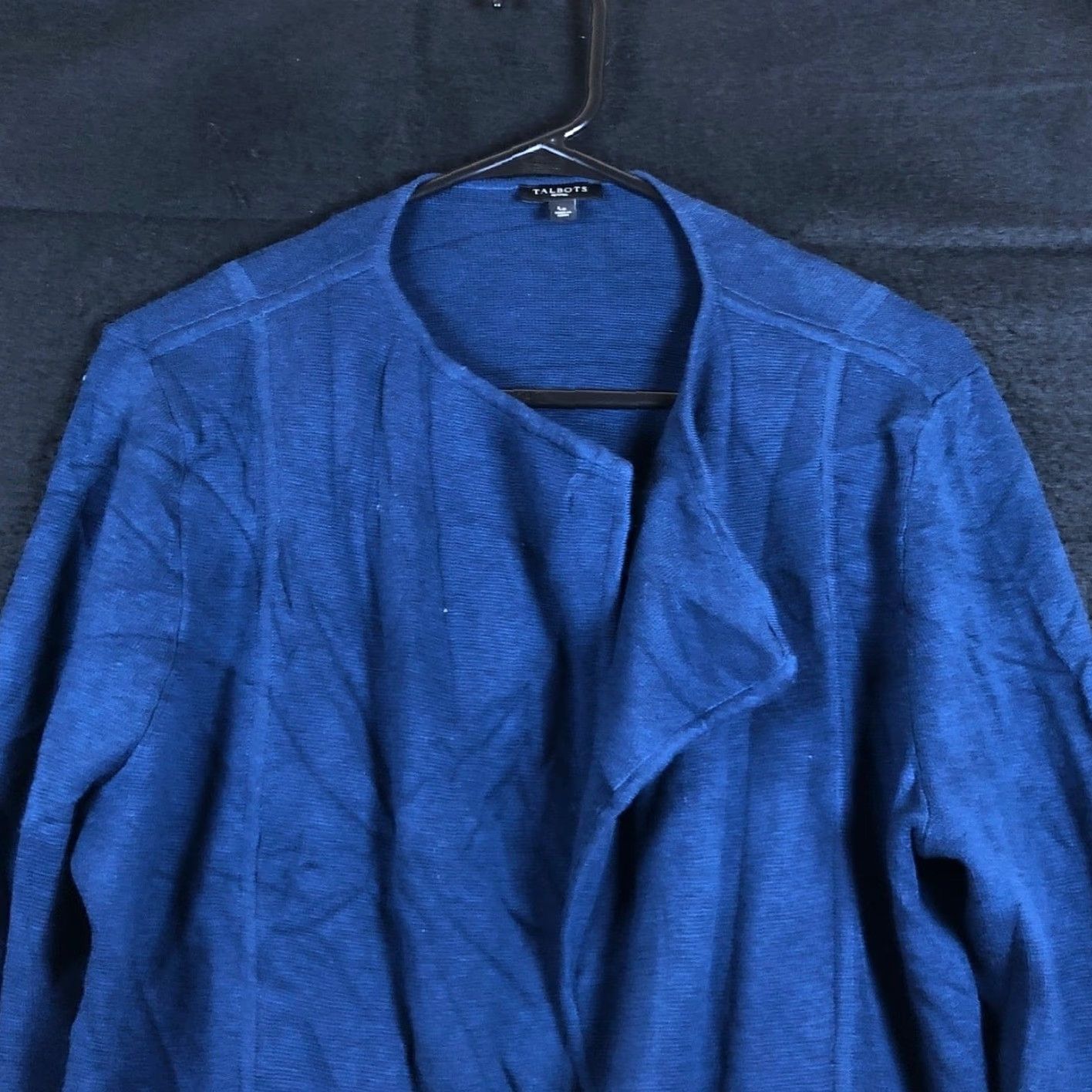 Talbots VINTAGE Talbots Womens Sweater Cardigan Heavy Open Front Long Sleeve Pockets LP Blue, Petite, Knitt? Size L / US 10 / IT 46 - 2 Thumbnail